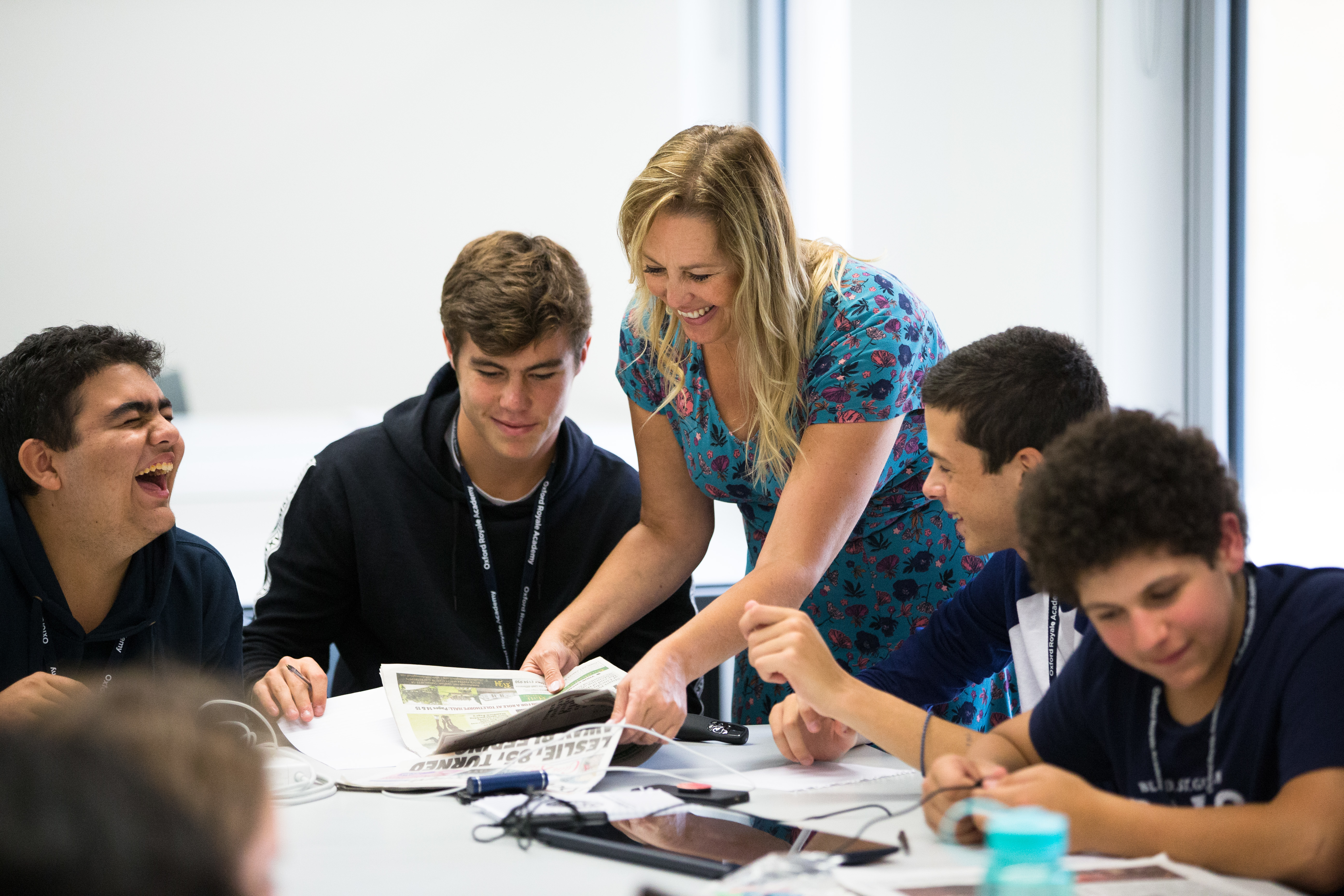 Teacher speaking to a class