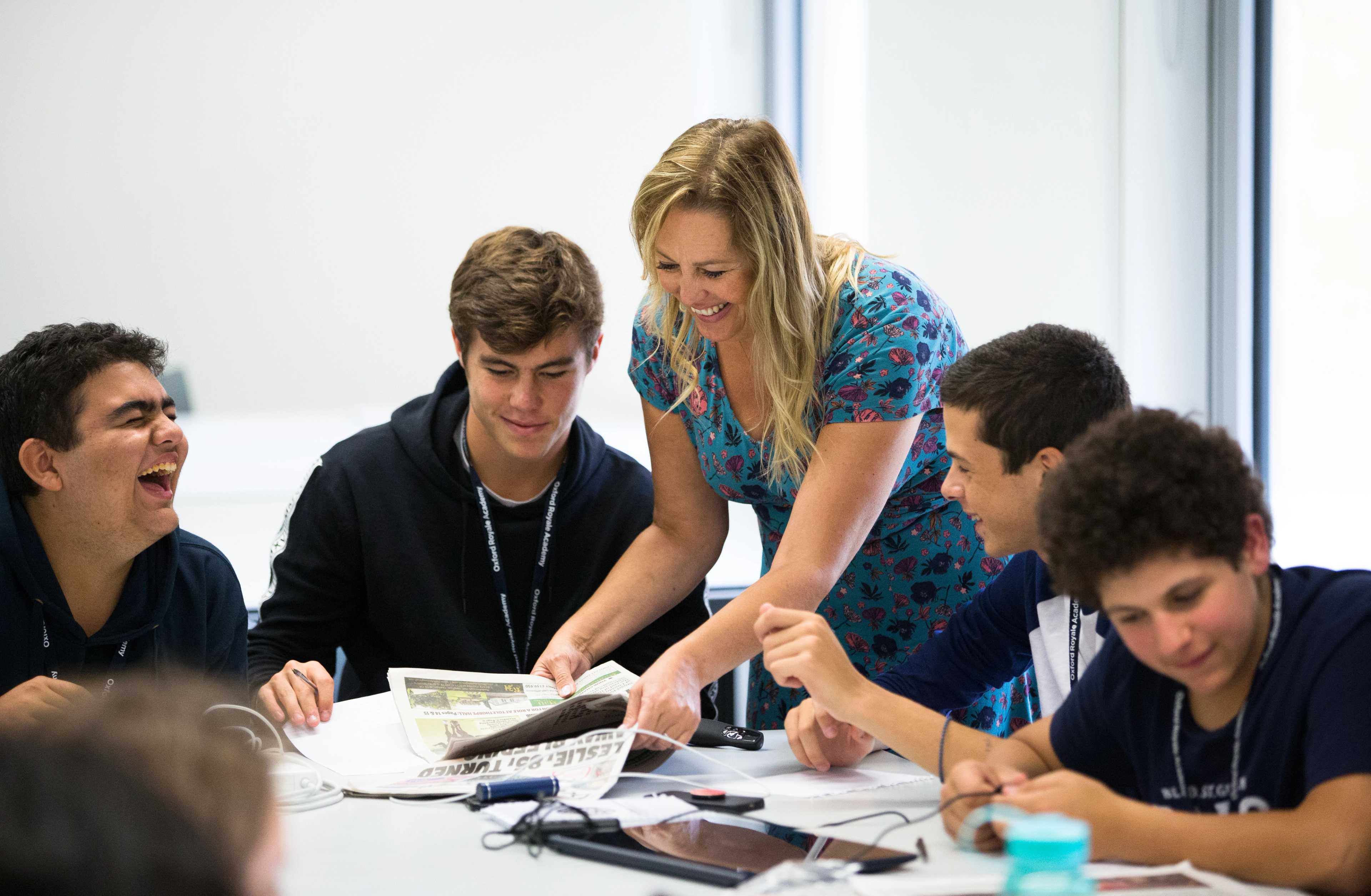 Teacher speaking to a class