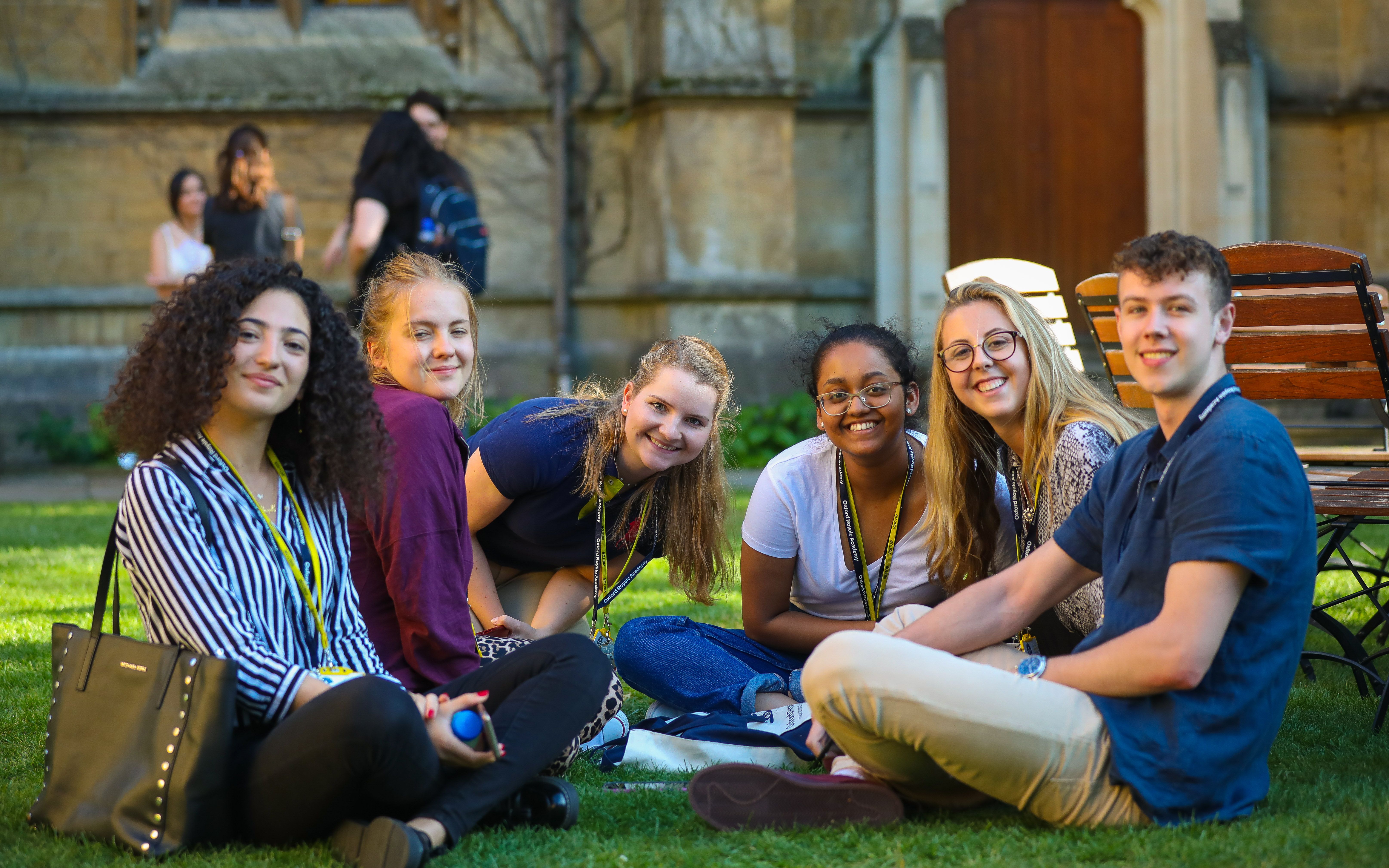 Oxford Royale students engaging in a class in a library