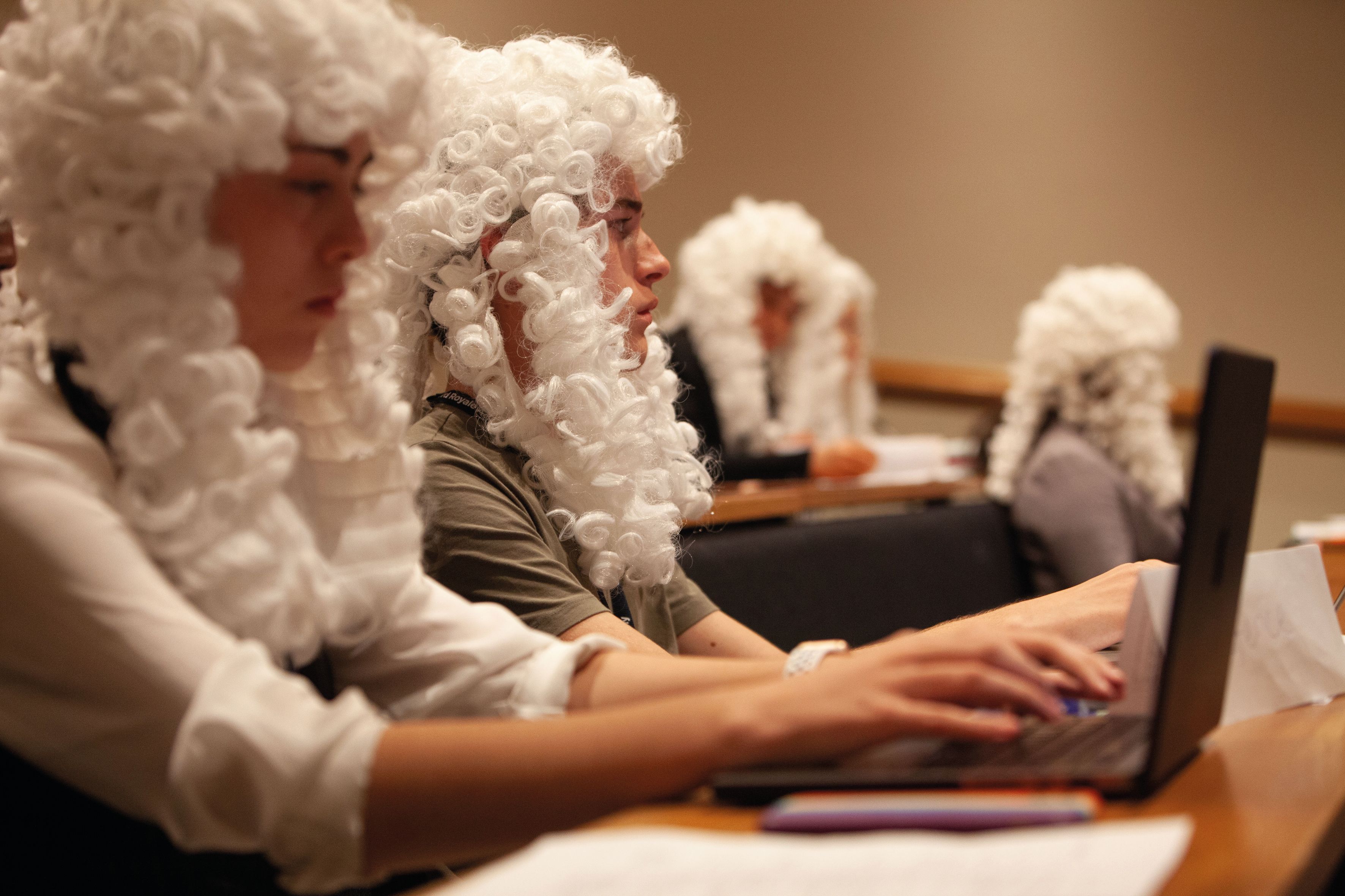 Students taking part in a mock trial