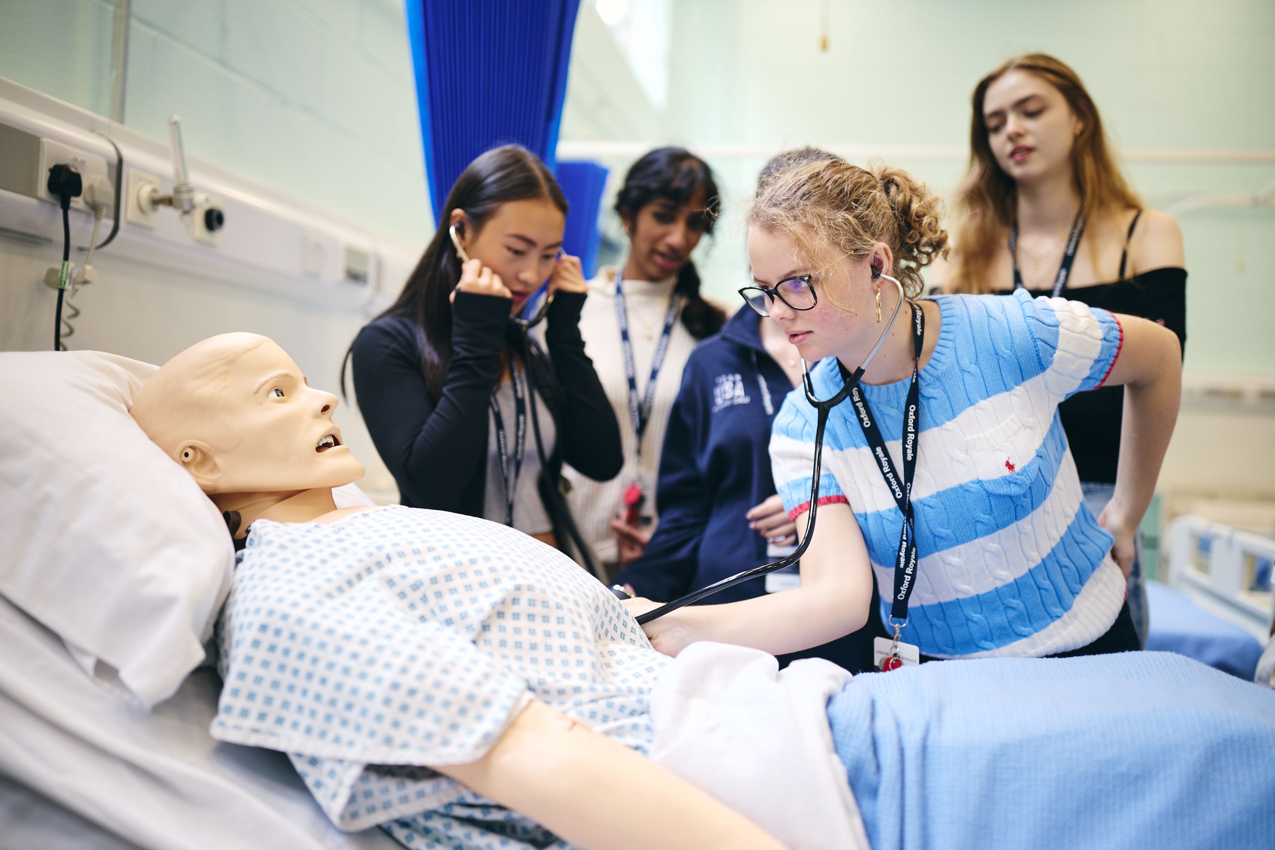 Students learning in a library