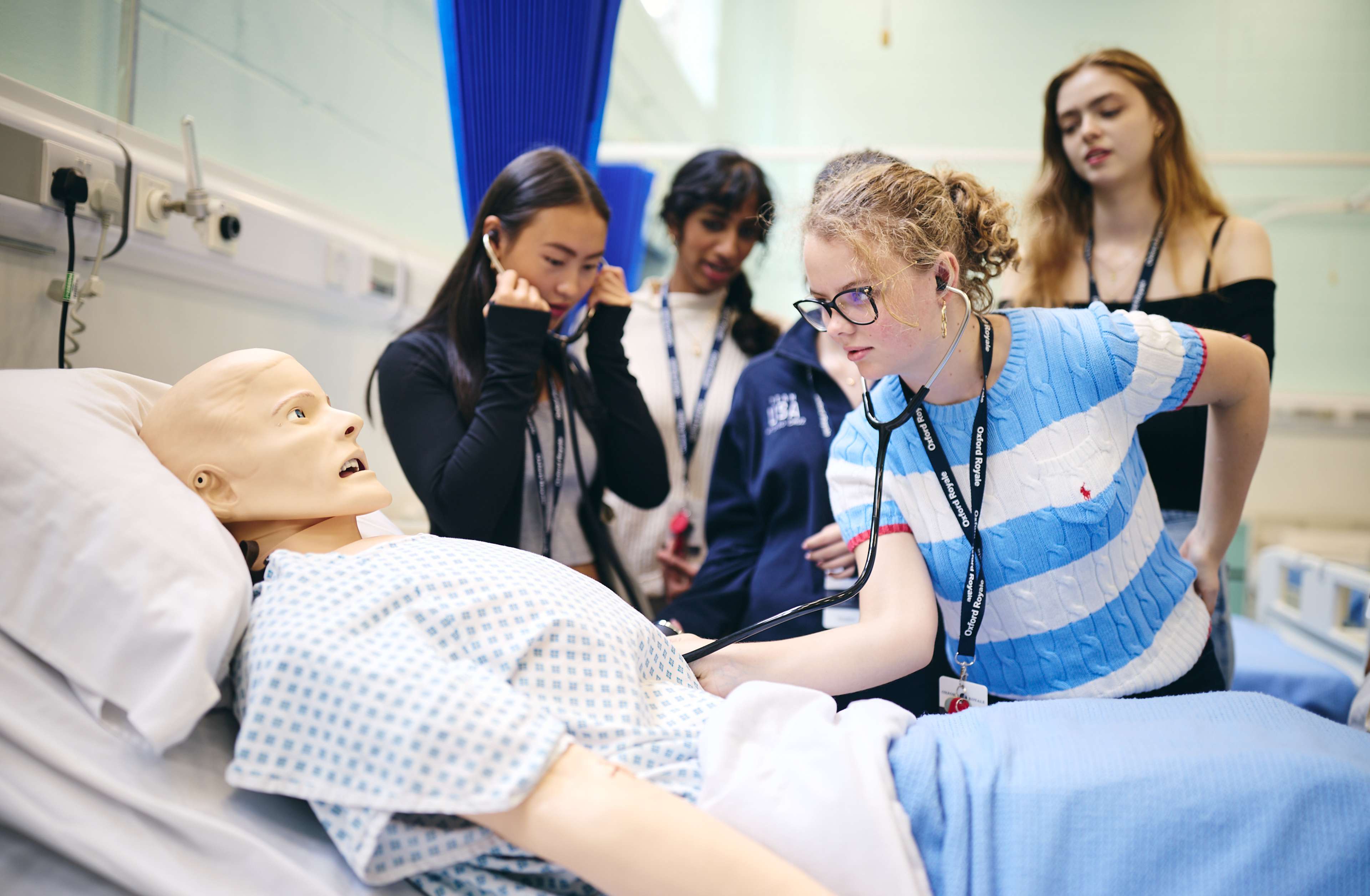 Students learning in a library
