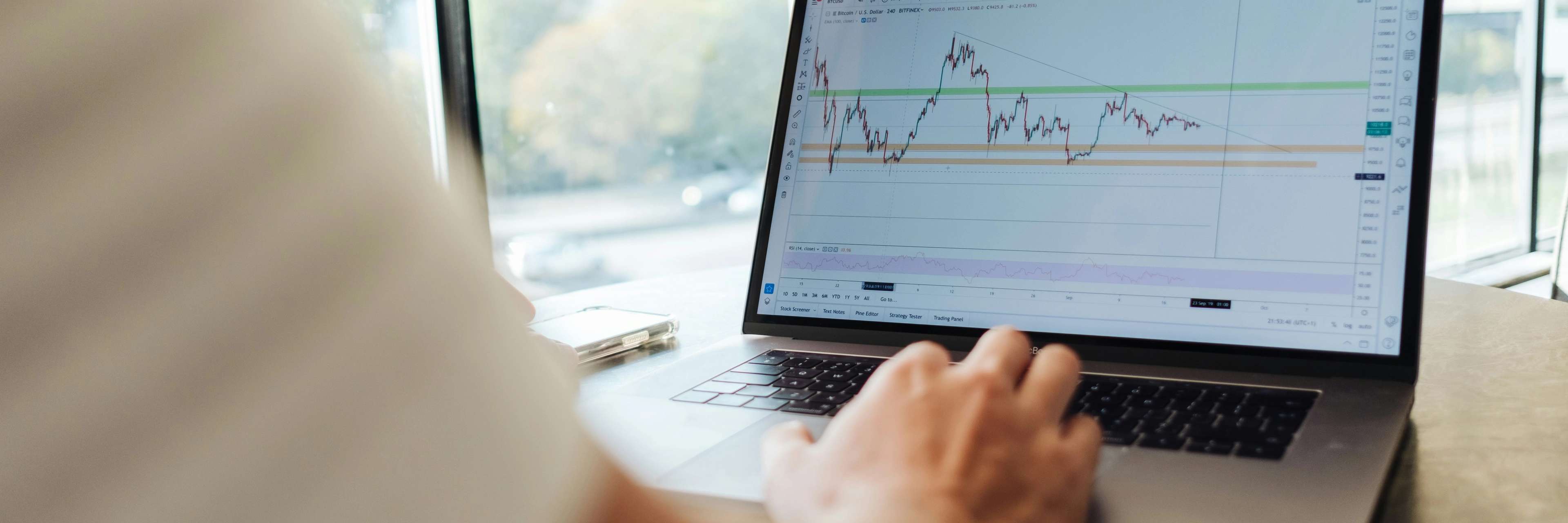 Laptop open on a desk