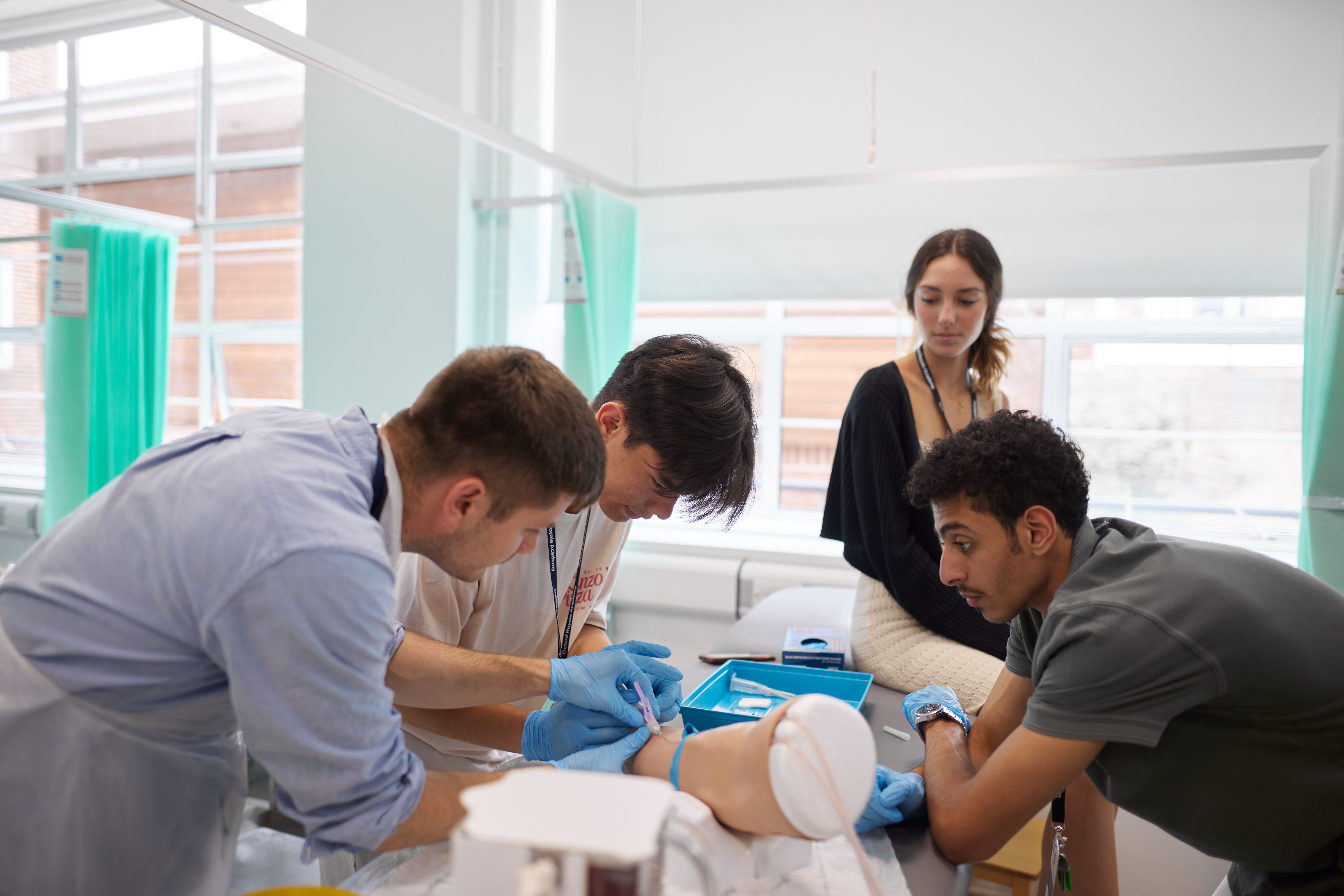 Oxford Royale medicine students in a practical class