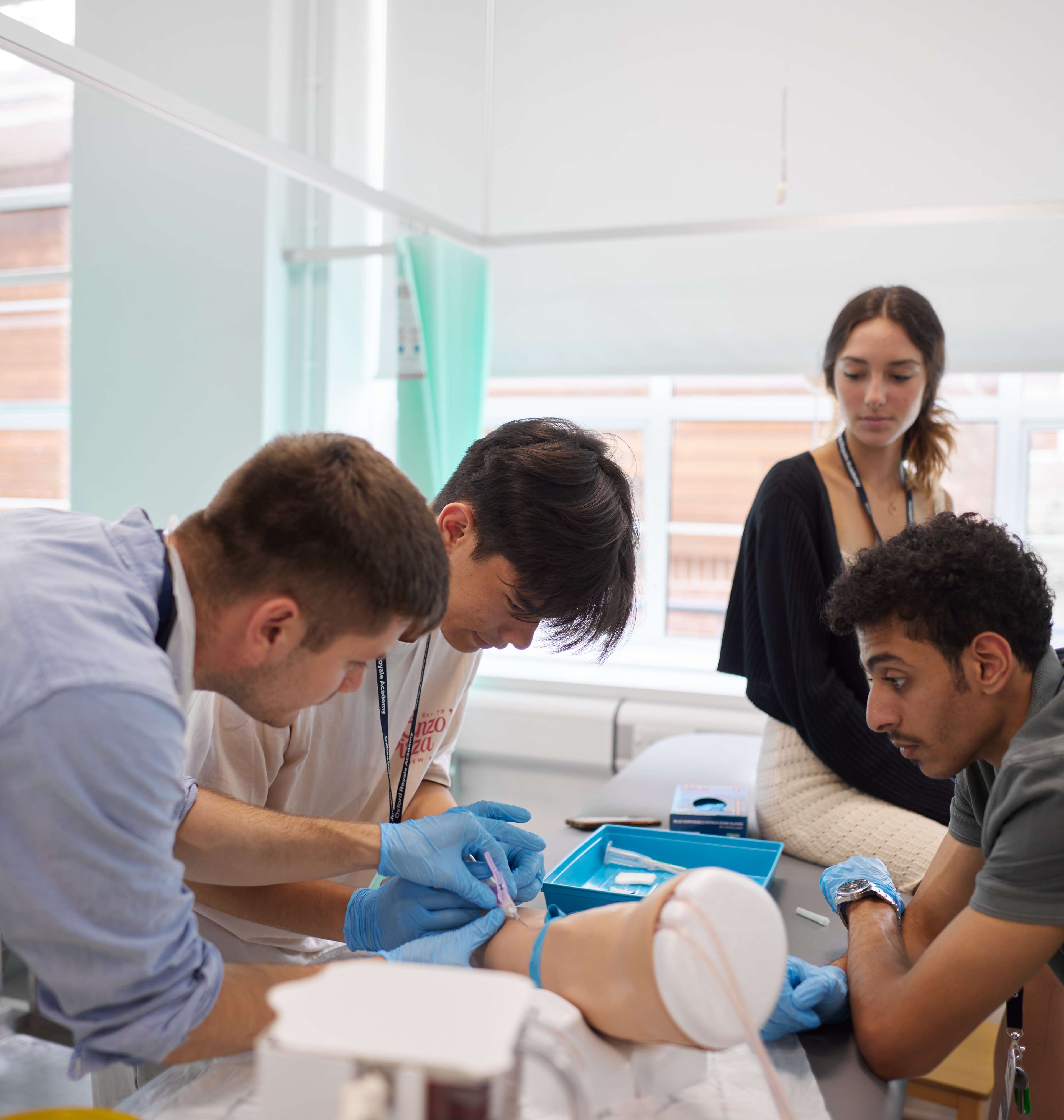 Oxford Royale medicine students in a practical class