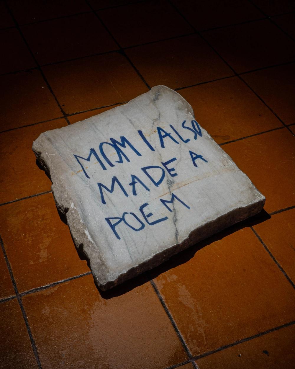 Artwork: Writing in blue permanent marker