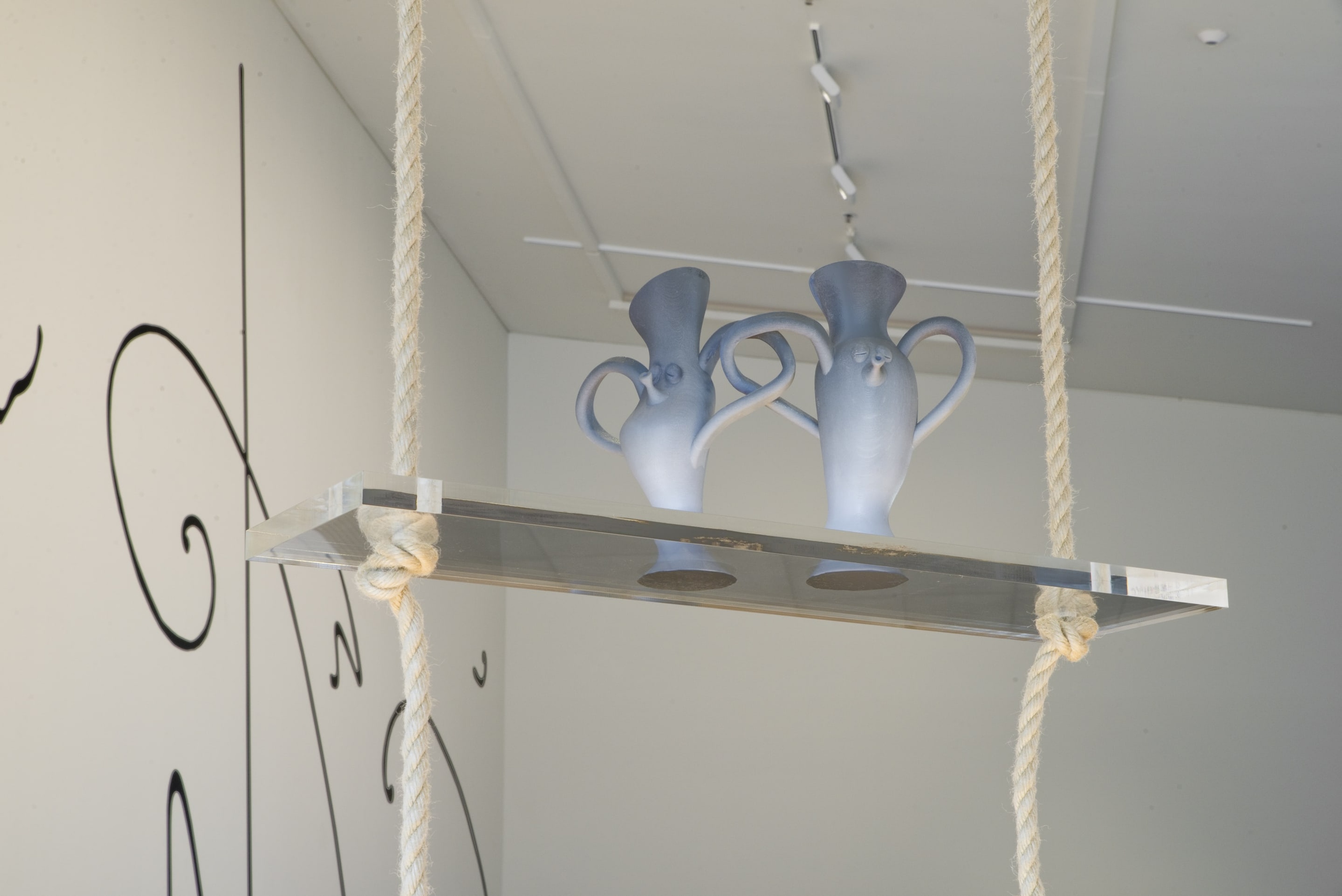 Sorawit Songsataya, detail of Hugging, 2017, 3D printed plastic, acrylic, rope, on view in Acting Out at Adam Art Gallery Te Pātaka Toi, photo: Shaun Matthews