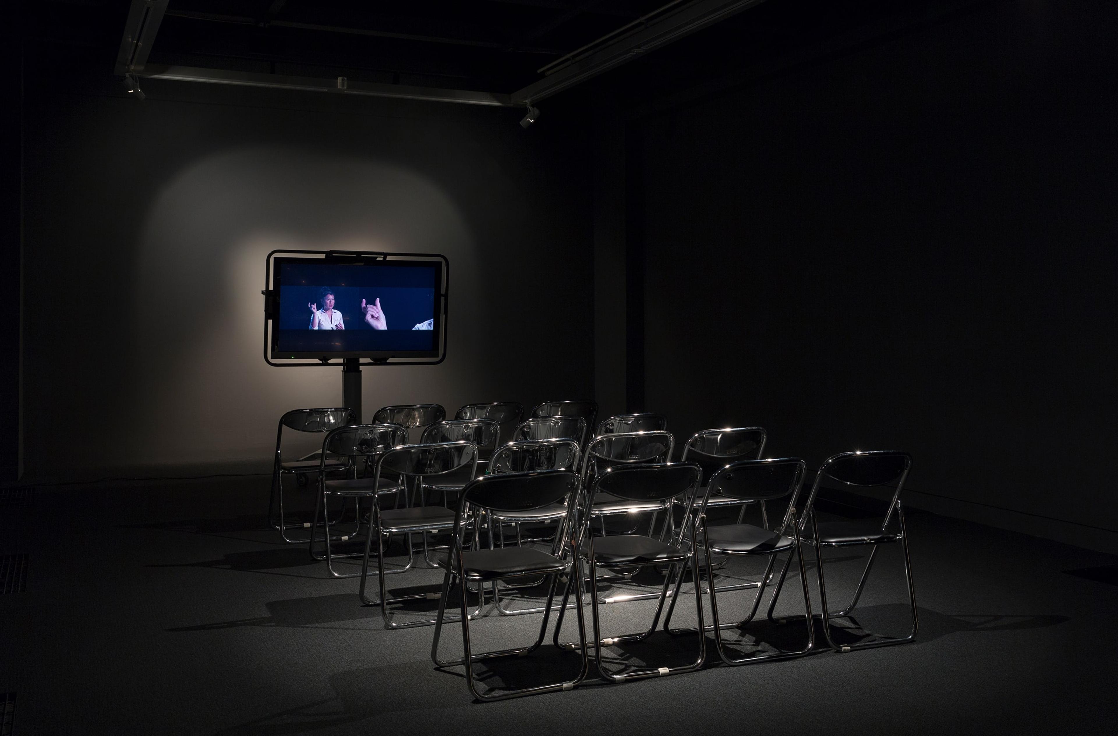 Hito Steyerl, Is a Museum a Battlefield? 2013/2014, installation view at the Adam Art Gallery, © Hito Steyerl (photo: Shaun Waugh)