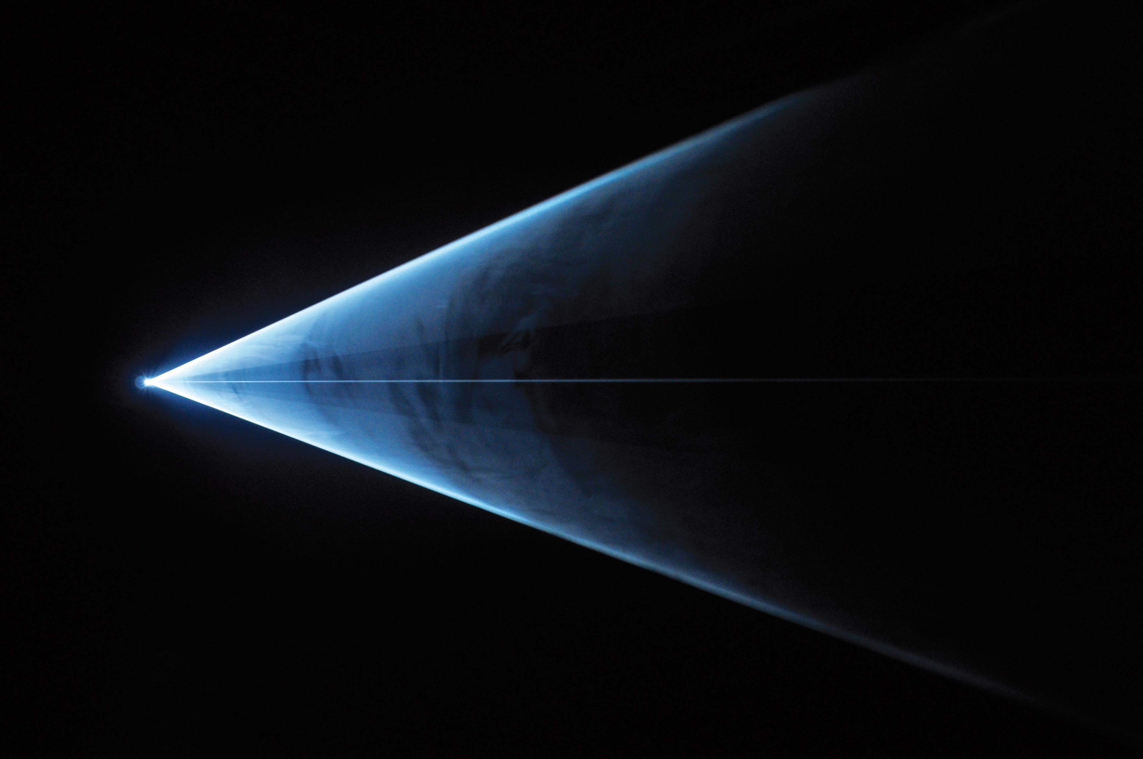 Installation view of Anthony McCall: Drawing With Light, Te Pātaka Toi Adam Art Gallery, Te Herenga Waka–Victoria University Wellington, 2010