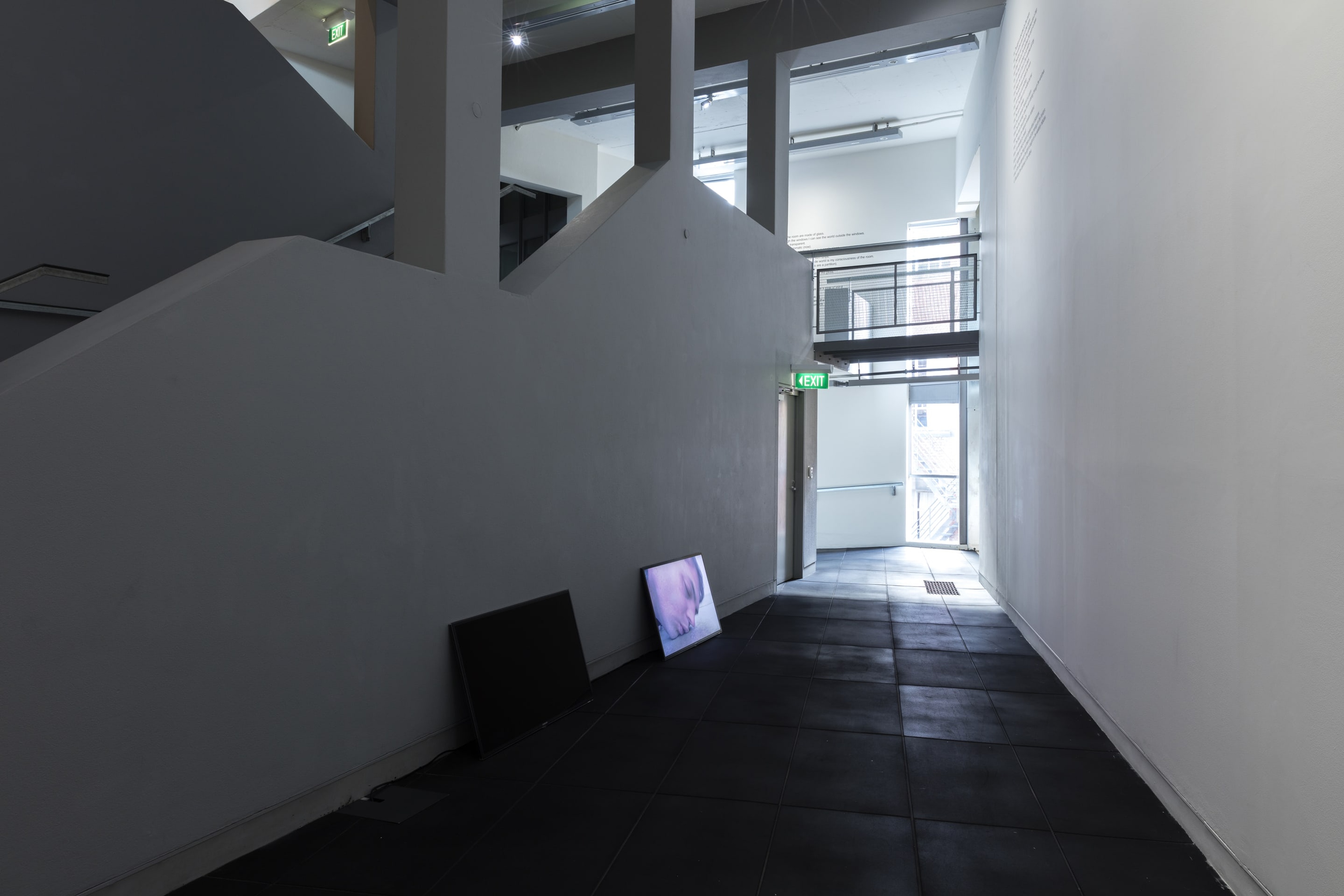 Campbell Patterson, Untitled (Sing), 2014, two-channel HD video, 59 mins, 58 secs, courtesy of Michael Lett, Auckland. In the exhibition Inhabiting Space at Adam Art Gallery Te Pātaka Toi, Victoria University of Wellington (photo: Shaun Waugh)Campbell Patterson, Untitled (Sing), 2014, two-channel HD video, 59 mins, 58 secs, courtesy of Michael Lett, Auckland. In the exhibition Inhabiting Space at Adam Art Gallery Te Pātaka Toi, Victoria University of Wellington (photo: Shaun Waugh)