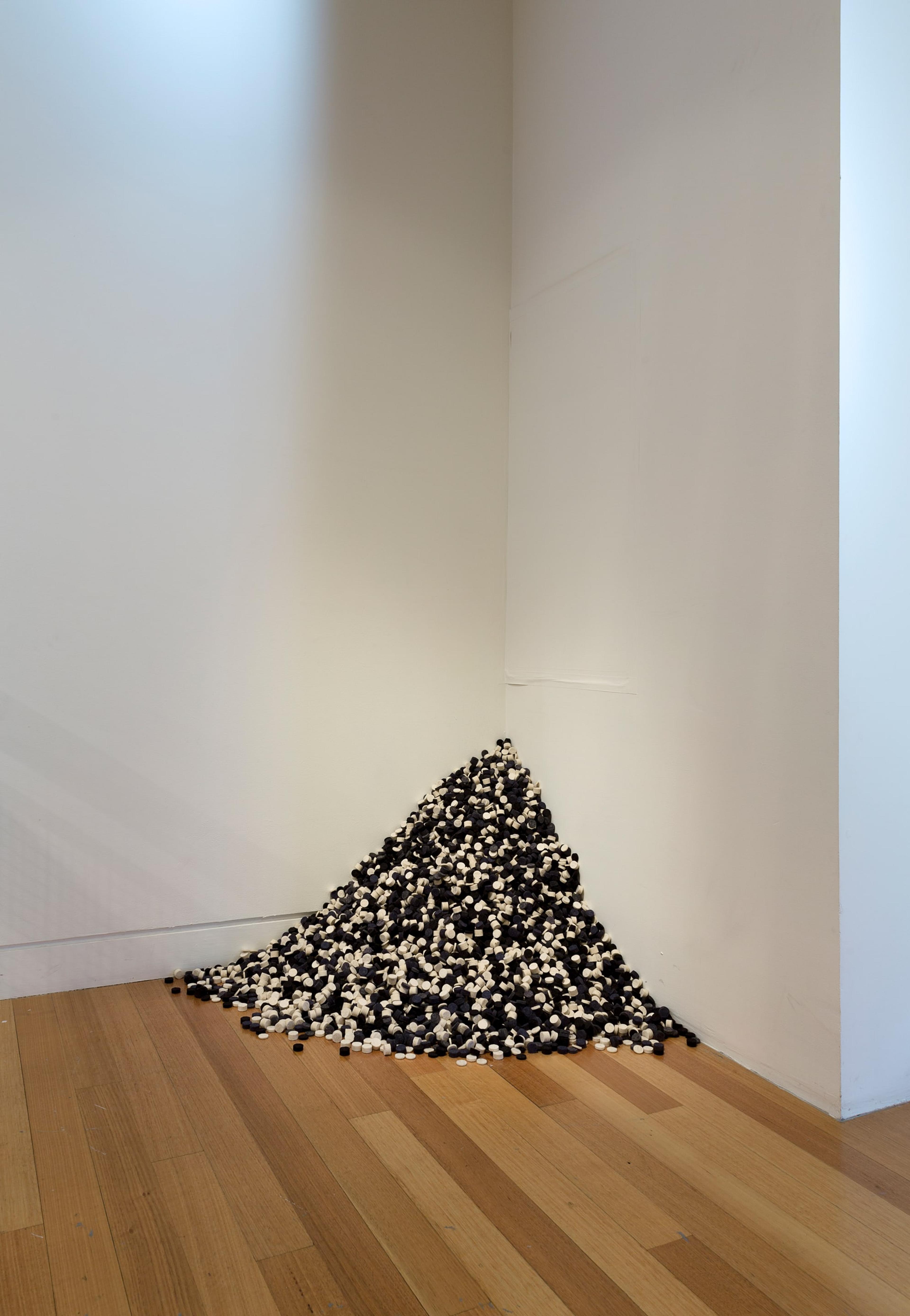 Installation view of Peter Robinson, Cuts and Junctures, 2013, cut wool felt, installation dimensions variable, at the Adam Art Gallery. Courtesy the artist and Peter McLeavey Gallery, Wellington. Photo: Shaun Waugh.