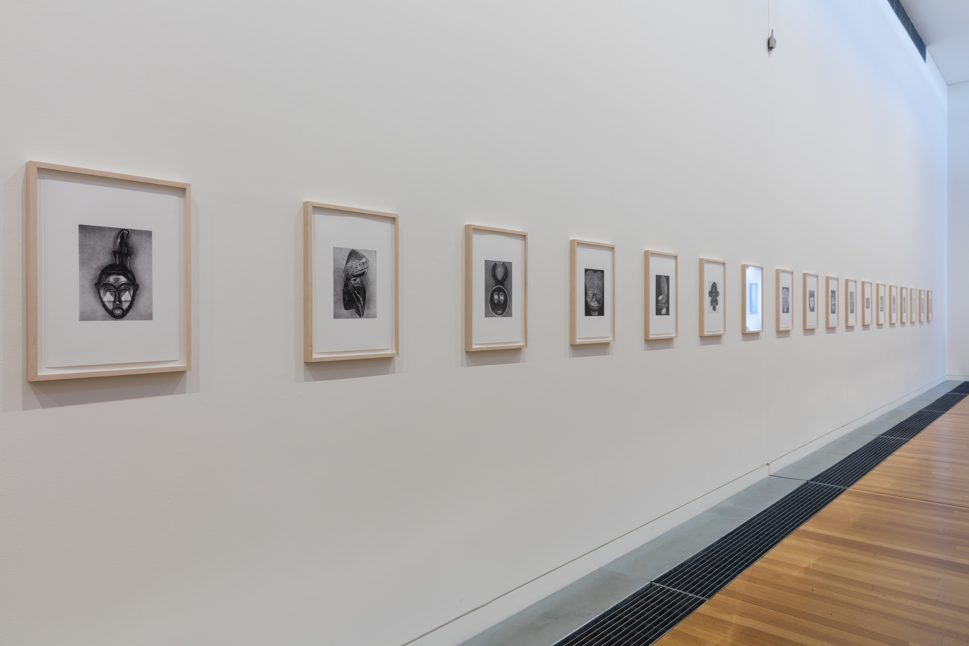 Installation view of Sherrie Levine: African Masks After Walker Evans at Adam Art Gallery, Victoria University of Wellington, 2016, Photo: Shaun Waugh