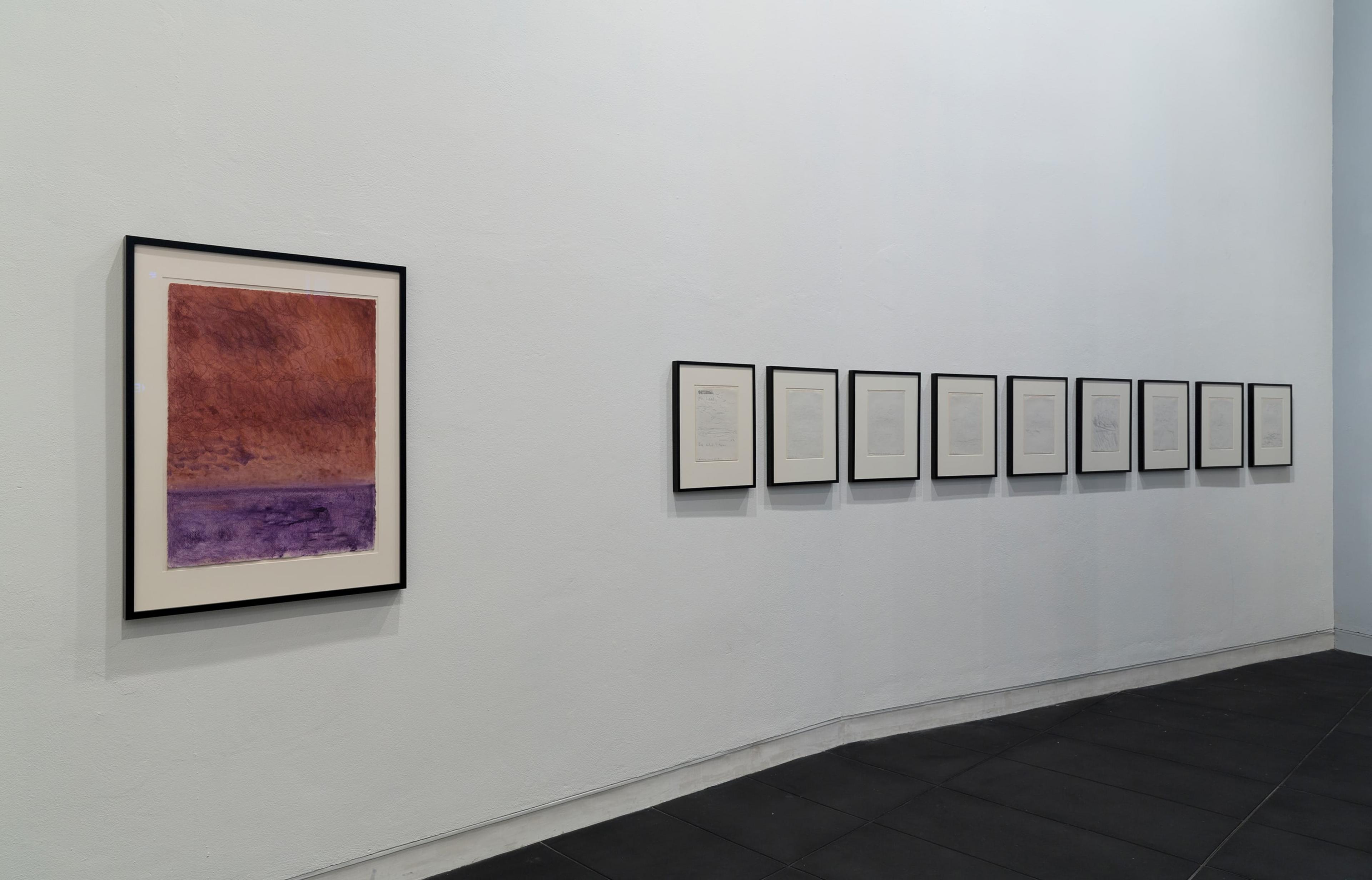 Installation view of Cinema & Painting at the Adam Art Gallery, showing works by Colin McCahon. Photo: Shaun Waugh.