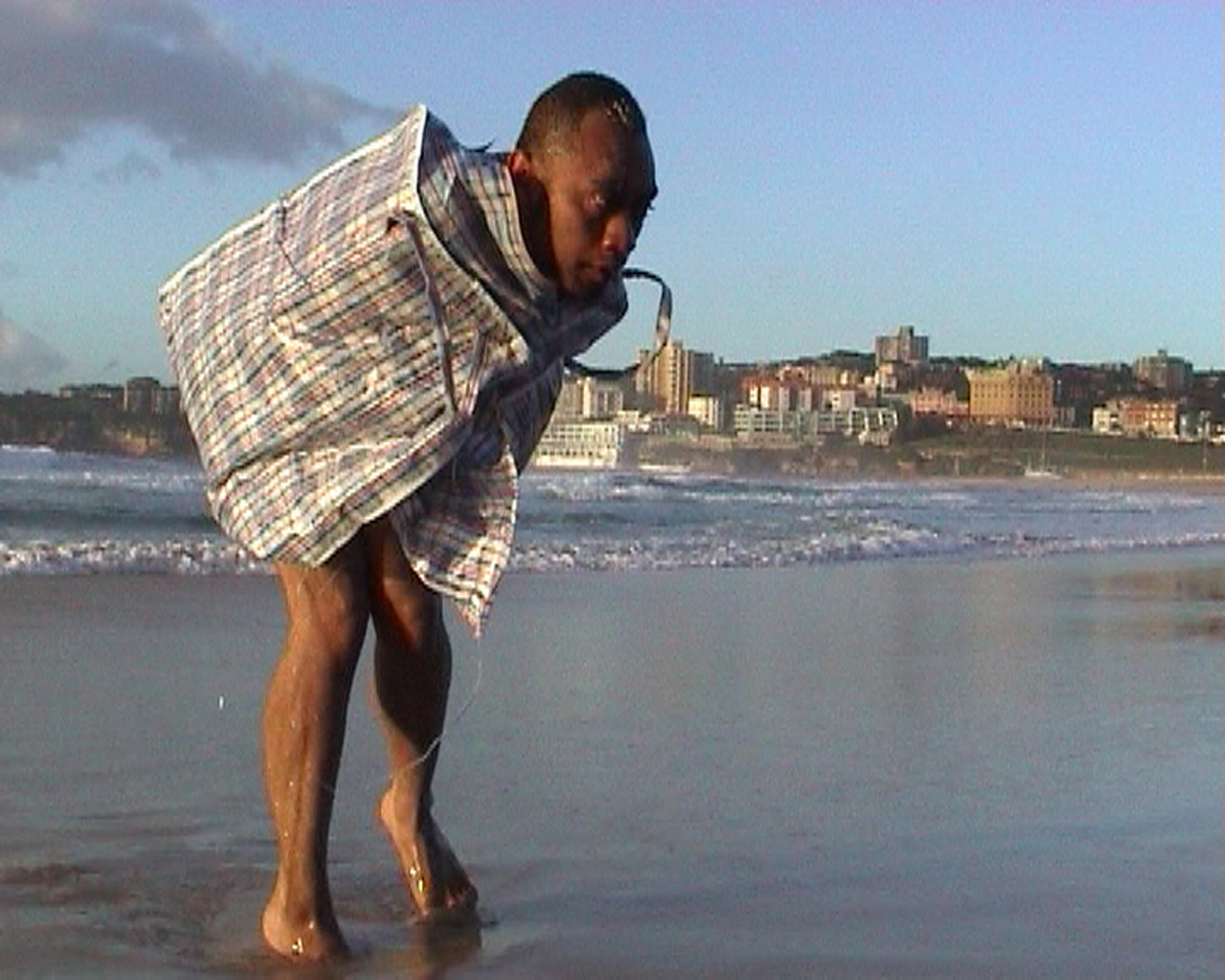 Rachel Rakena with Fez Fa’anana & Brian Fuata, Pacific Waship, 2003-04, single channel video. Courtesy of the artist