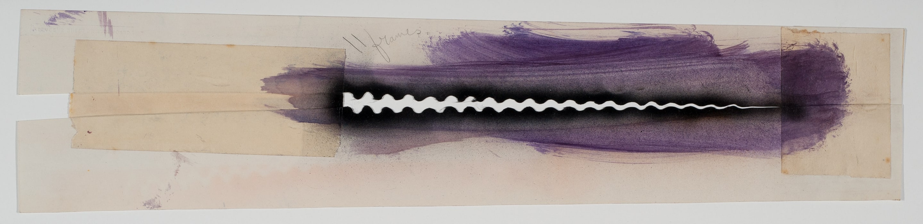 Len Lye, stencil from Musical Poster #1, 1940. Paint on heavy card, occasional pencil inscriptions, eleven of twenty-one, various dimensions, approx. 490 x 90mm. Courtesy of the Len Lye Foundation, Govett-Brewster Art Gallery.
