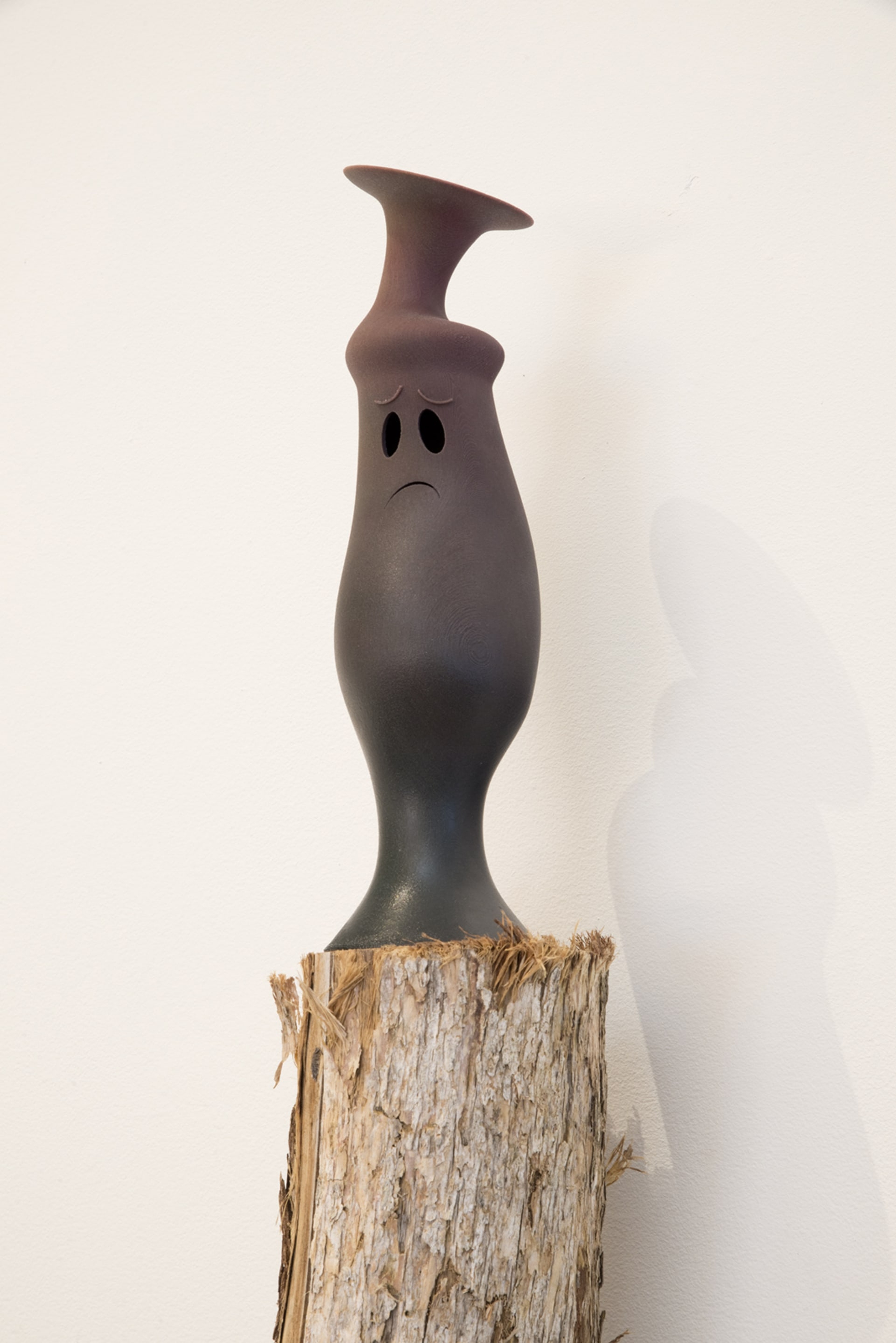 Sorawit Songsataya, Sad, 2017, 3D printed plastic, log, on view in Acting Out at Adam Art Gallery Te Pātaka Toi, photo: Shaun Matthews