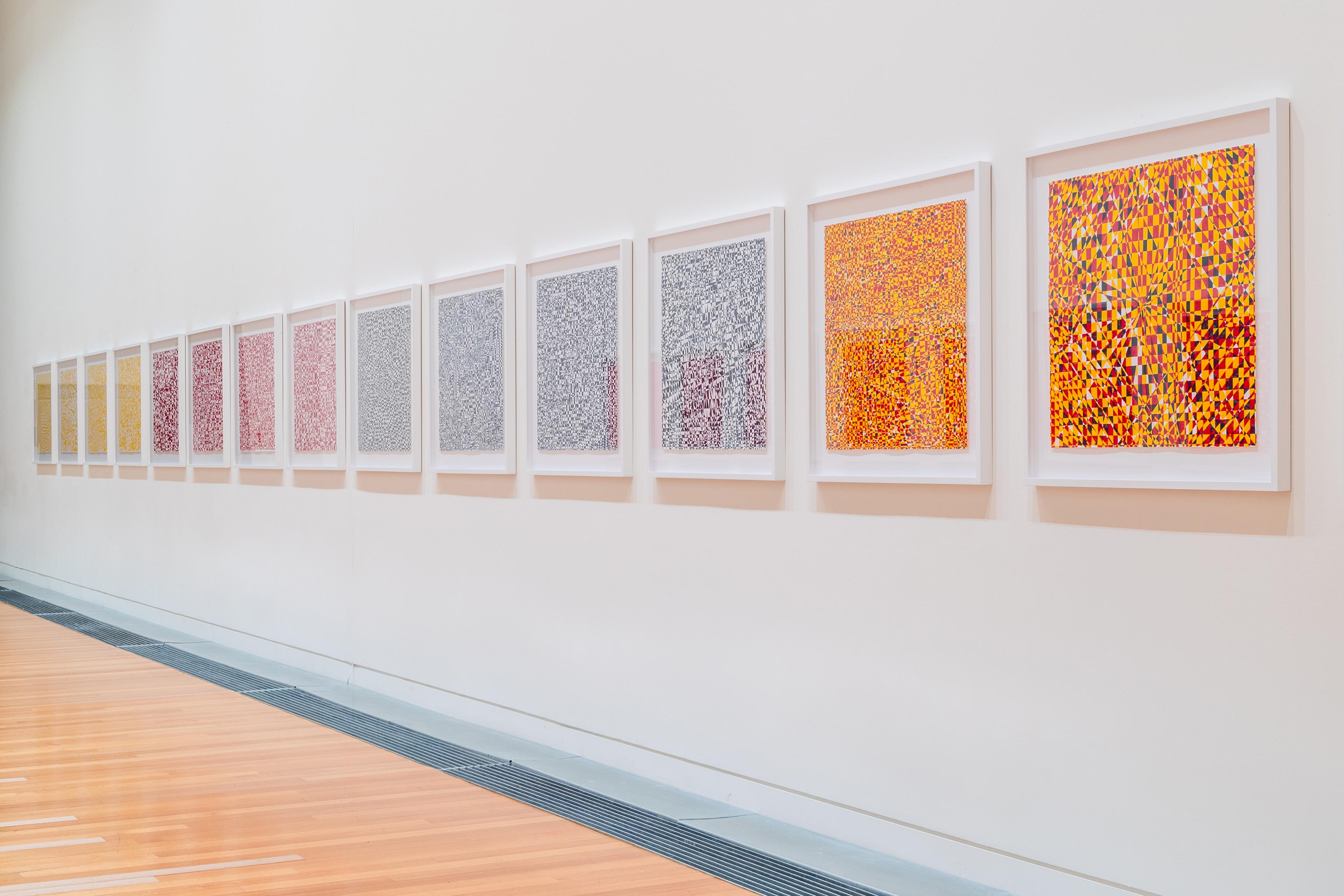 Installation view of The Loom of Time, (2018–19) in Energy Work: Kathy Barry , Te Pātaka Toi Adam Art Gallery, Wellington, 13 July – 25 September 2022. Photo by Ted Whitaker.