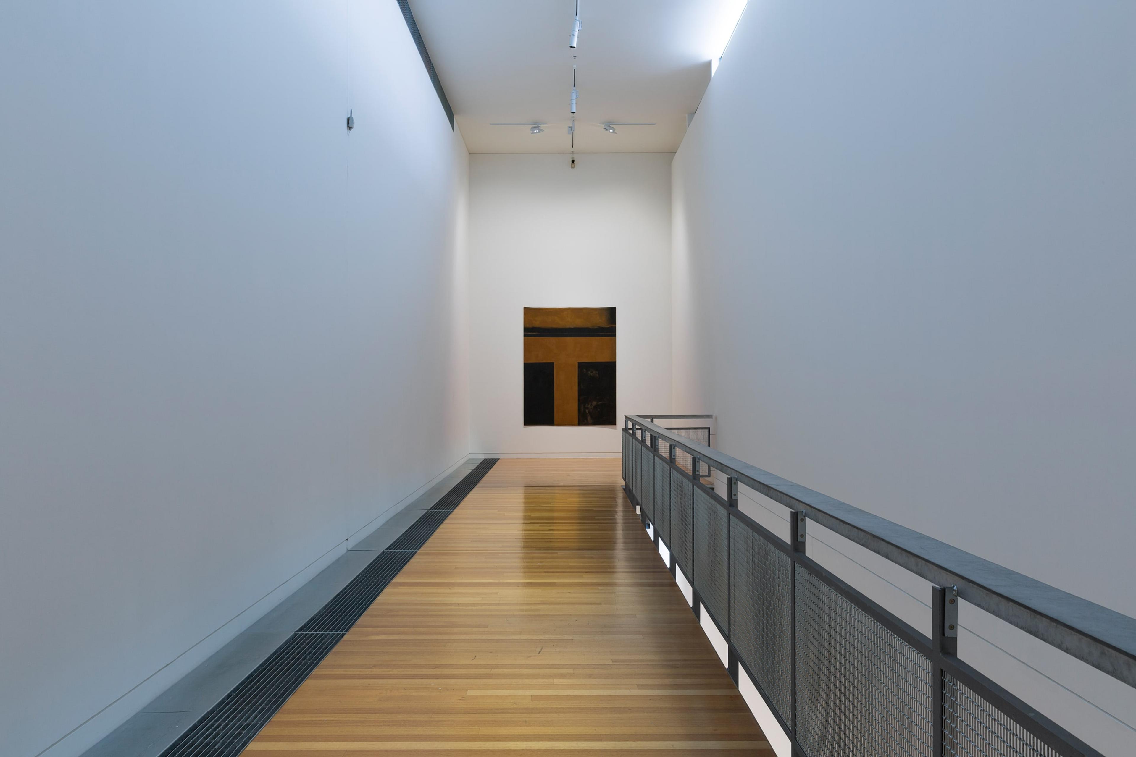 Colin McCahon, The Days and Nights in the Wilderness Showing the Constant Flow of Light Passing into a Dark Landscape 1971, synthetic polymer paint on unstretched canvas. Collection of Govett-Brewster Art Gallery, New Plymouth (photo: Shaun Waugh)