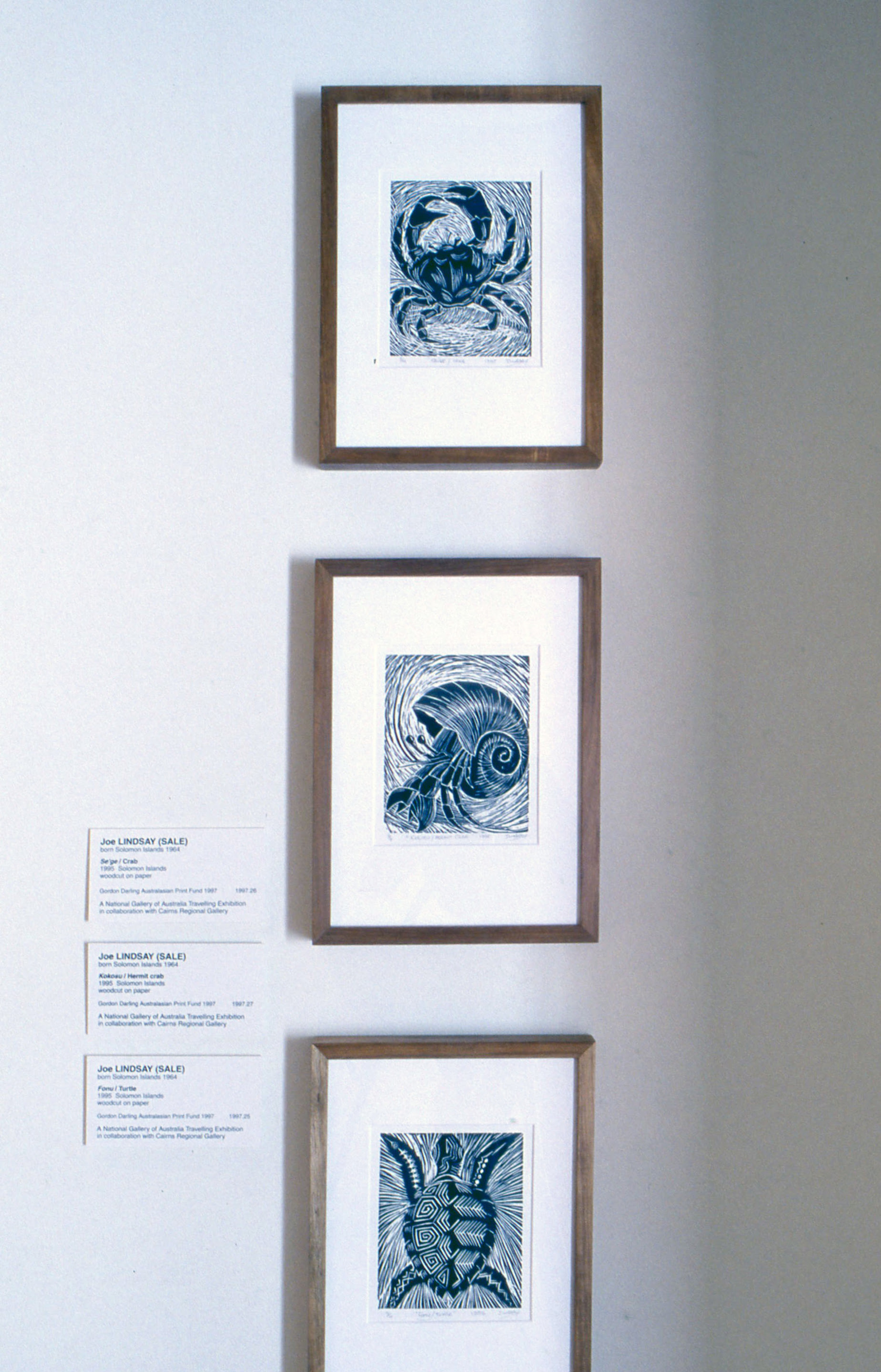 Installation view, Islands in the Sun: Prints by indigenous artists of Australia and the Australasian region, Adam Art Gallery Te Pātaka Toi, Victoria University of Wellington, 2002