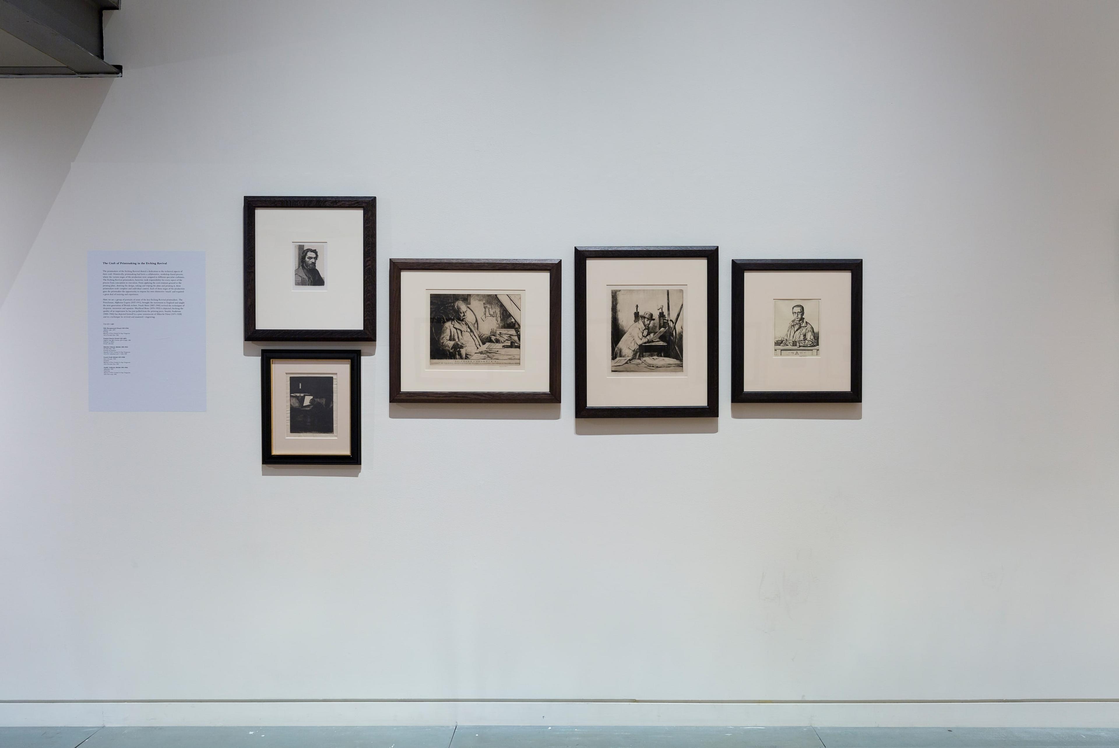 Installation view, Traces of the Wake: The Etching Revival in Britain and Beyond, curated by David Maskill and his ARTH 403 students, Adam Art Gallery Te Pātaka Toi, Victoria University of Wellington, 2015. Photo: Shaun Waugh