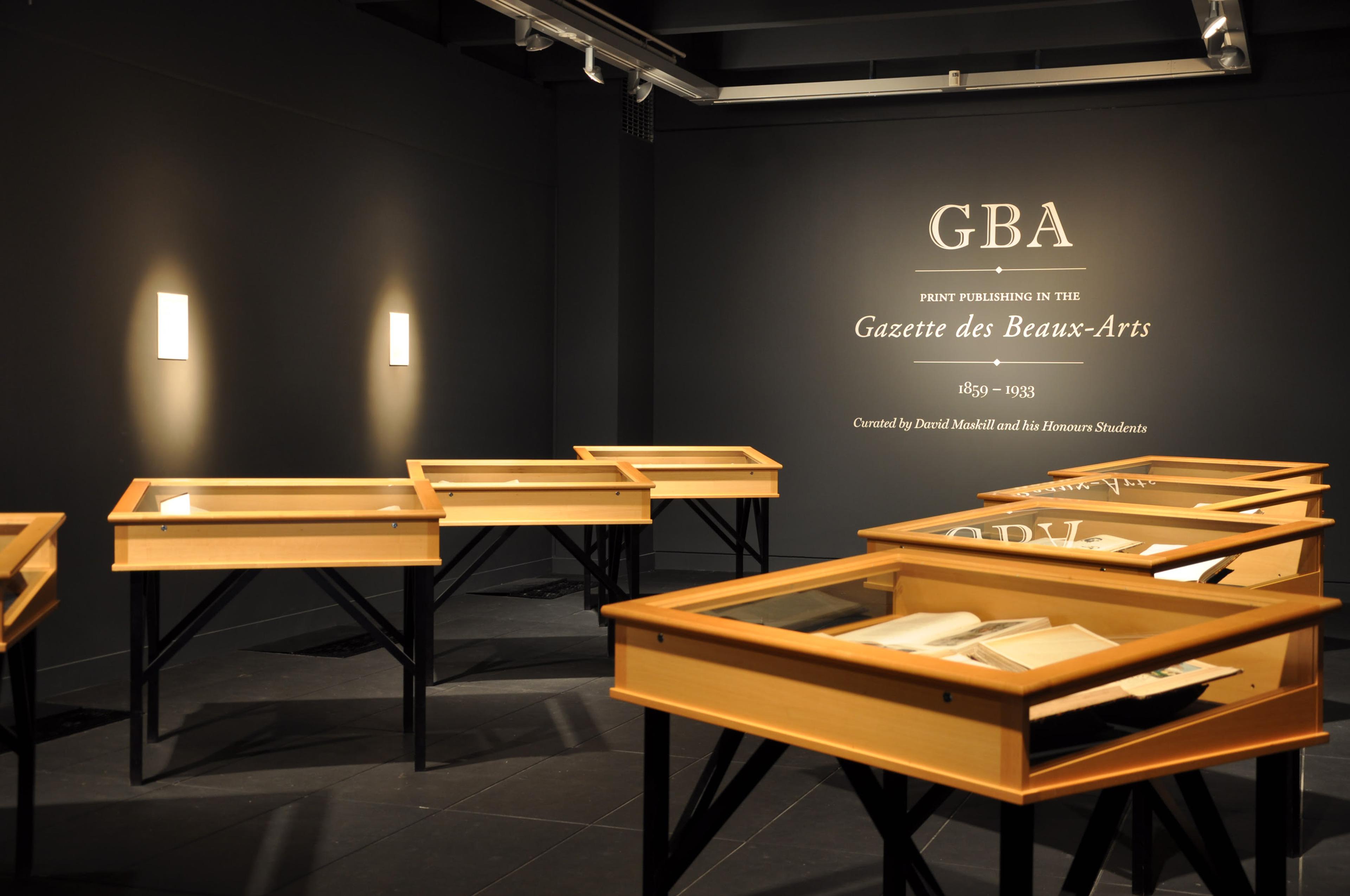 Installation view, GBA: Print publishing and the Gazette des Beaux-Arts, in Source Material: Five Conversations with the Past, Adam Art Gallery Te Pātaka Toi, Victoria University of Wellington, 2009