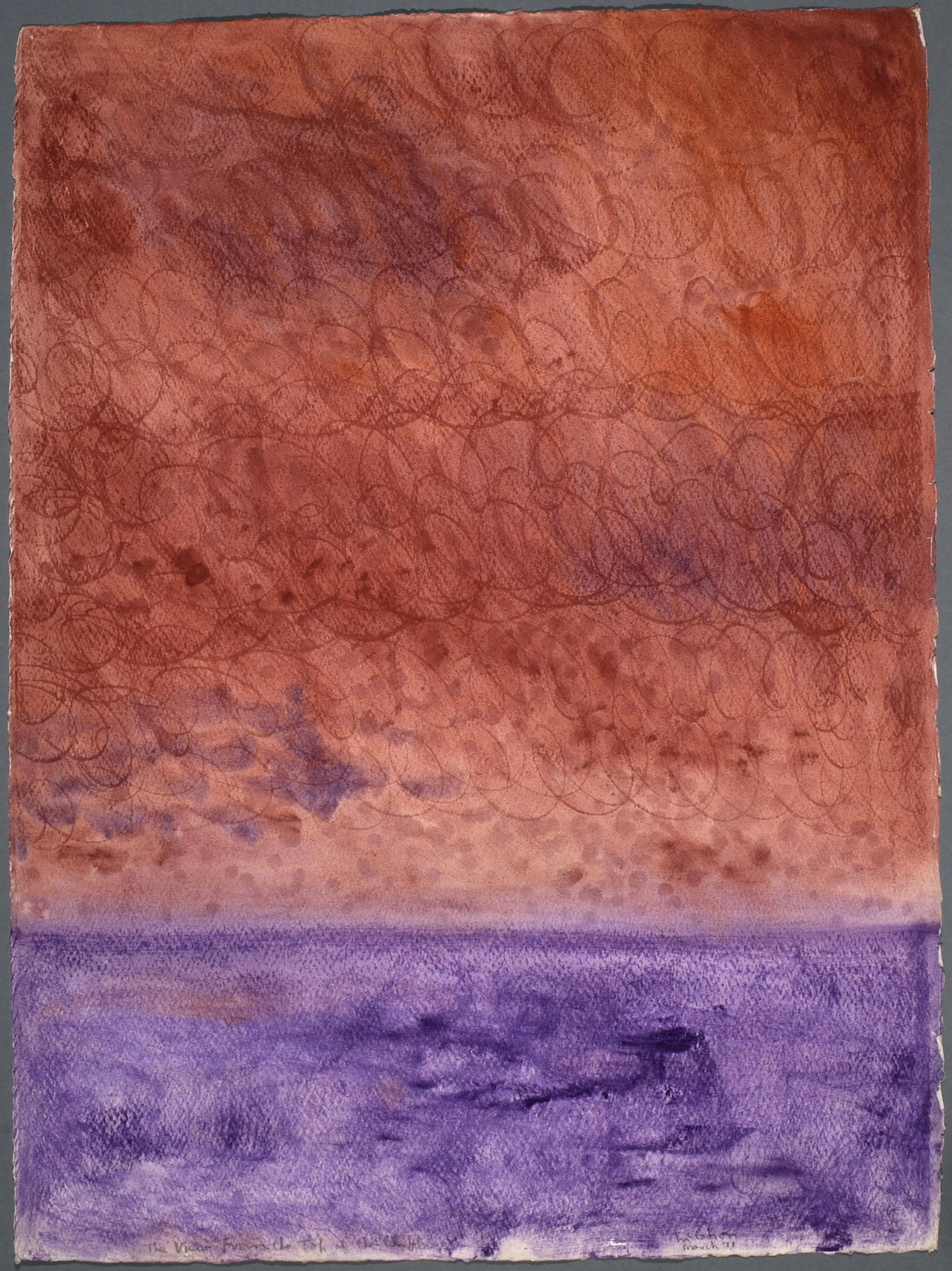 Colin McCahon, View from the Top of the Cliff, 1971. Acrylic on paper, 794 x 589mm. Courtesy of Auckland Art Gallery Toi o Tāmaki, on loan from a private collection.