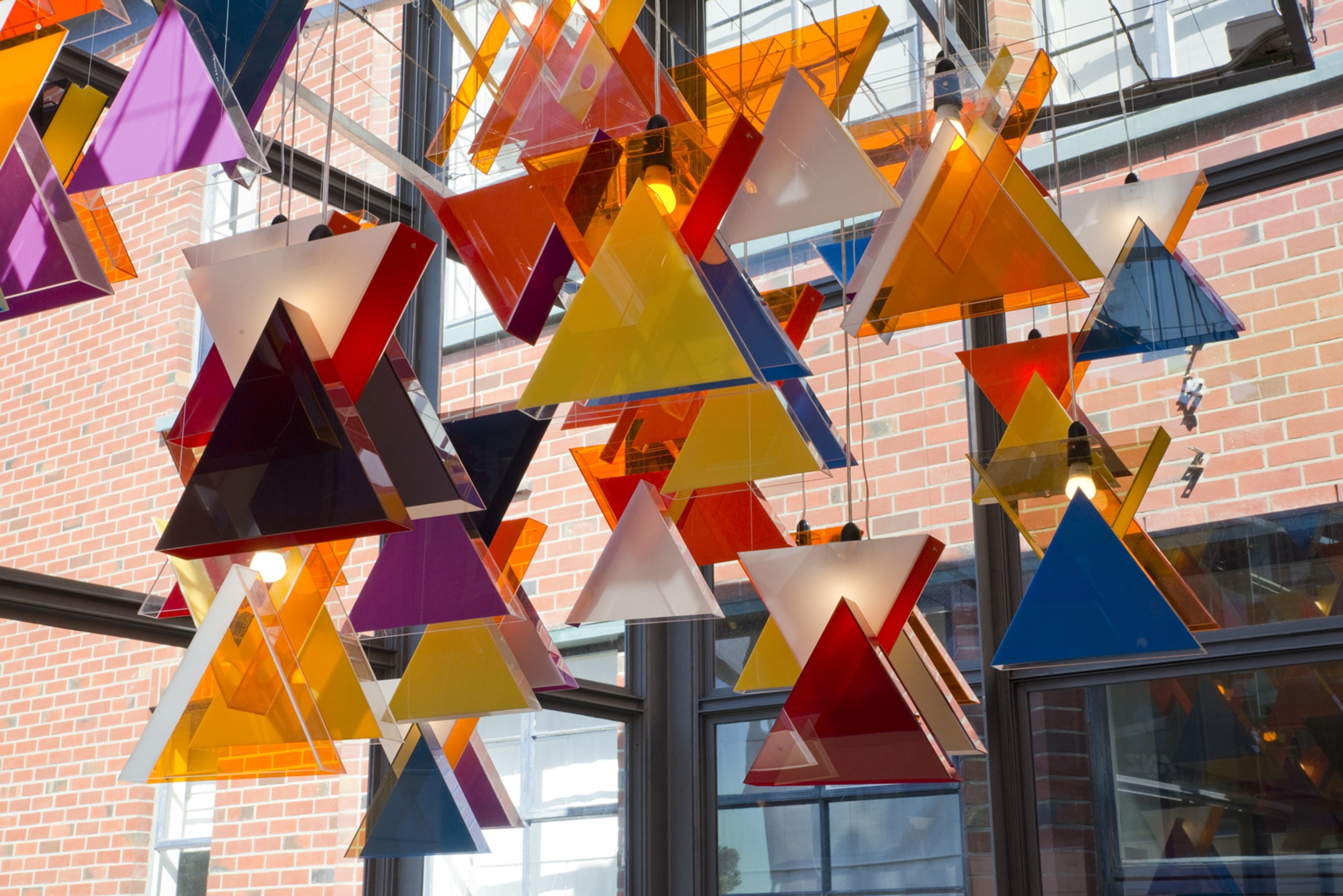 Detail view of Gordon Crook, Light Installation, 1974, coloured perspex, lightbulbs, Victoria University of Wellington Art Collection, accessioned 2009, formerly Wellington College of Education Art Collection, acquired 1993. On view in the exhibition Out of Site – Works from the Victoria University of Wellington Art Collection, at Adam Art Gallery Te Pātaka Toi Victoria University of Wellington, 18 February – 23 April 2017, Photo: Shaun Matthews