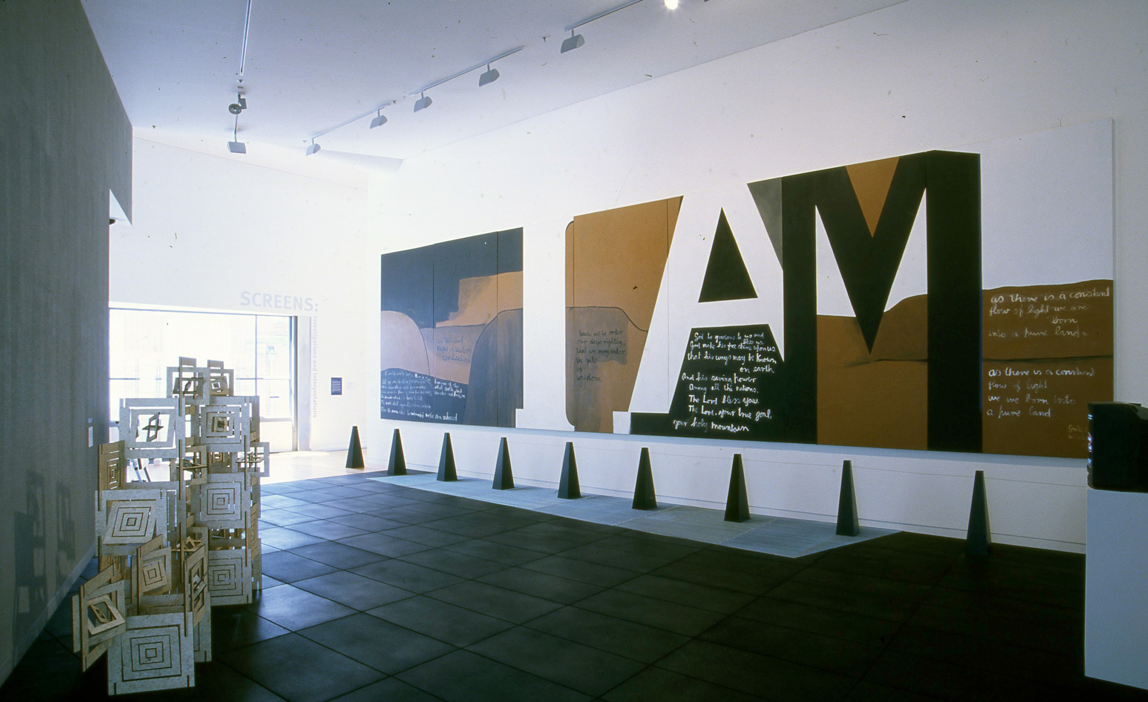 Installation view, Screens: Investigations and Interpretations, Adam Art Gallery Te Pātaka Toi, Victoria University of Wellington, 2000