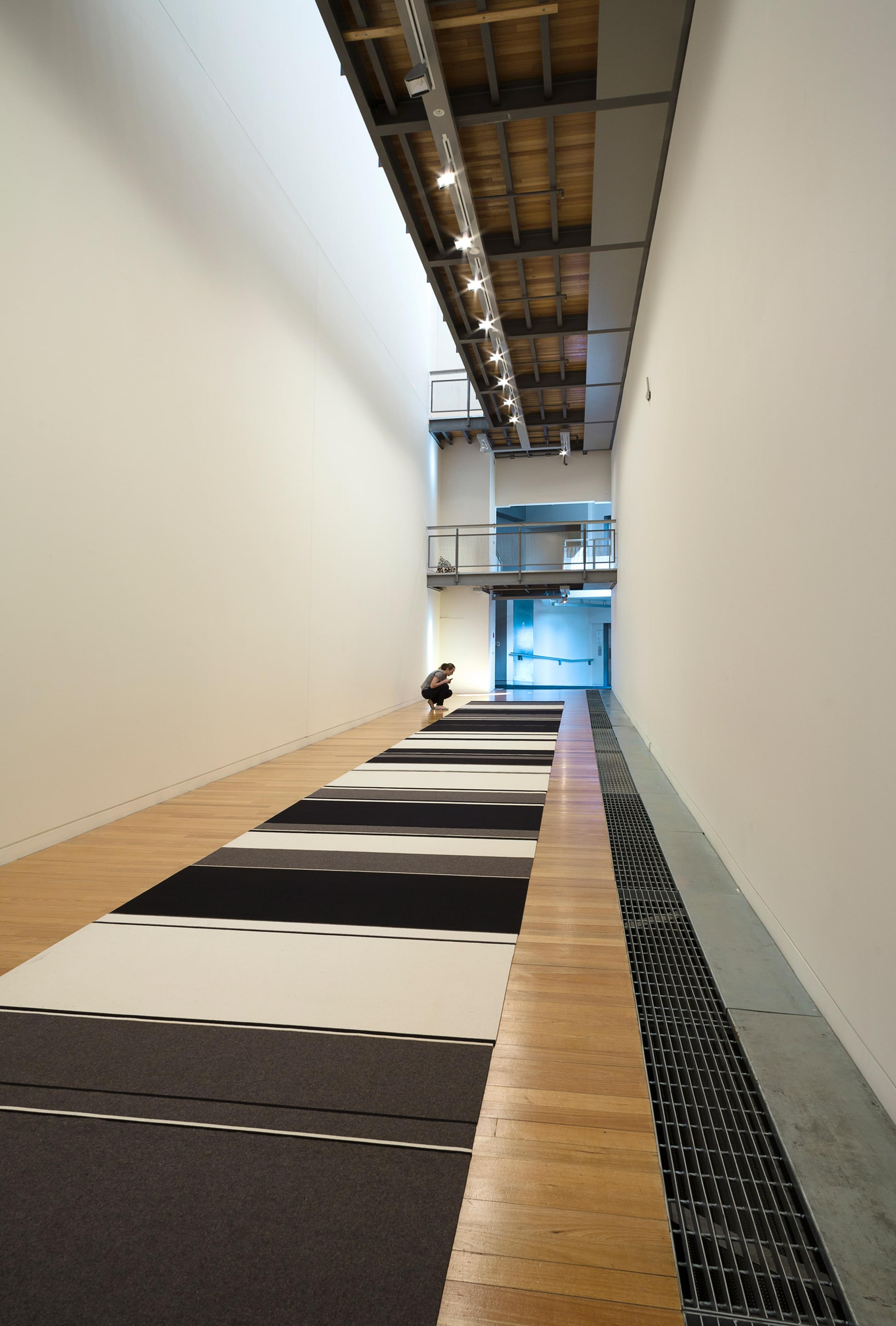 Installation view of Peter Robinson, Cuts and Junctures, 2013, cut wool felt, installation dimensions variable, at the Adam Art Gallery. Courtesy the artist and Peter McLeavey Gallery, Wellington. Photo: Shaun Waugh.