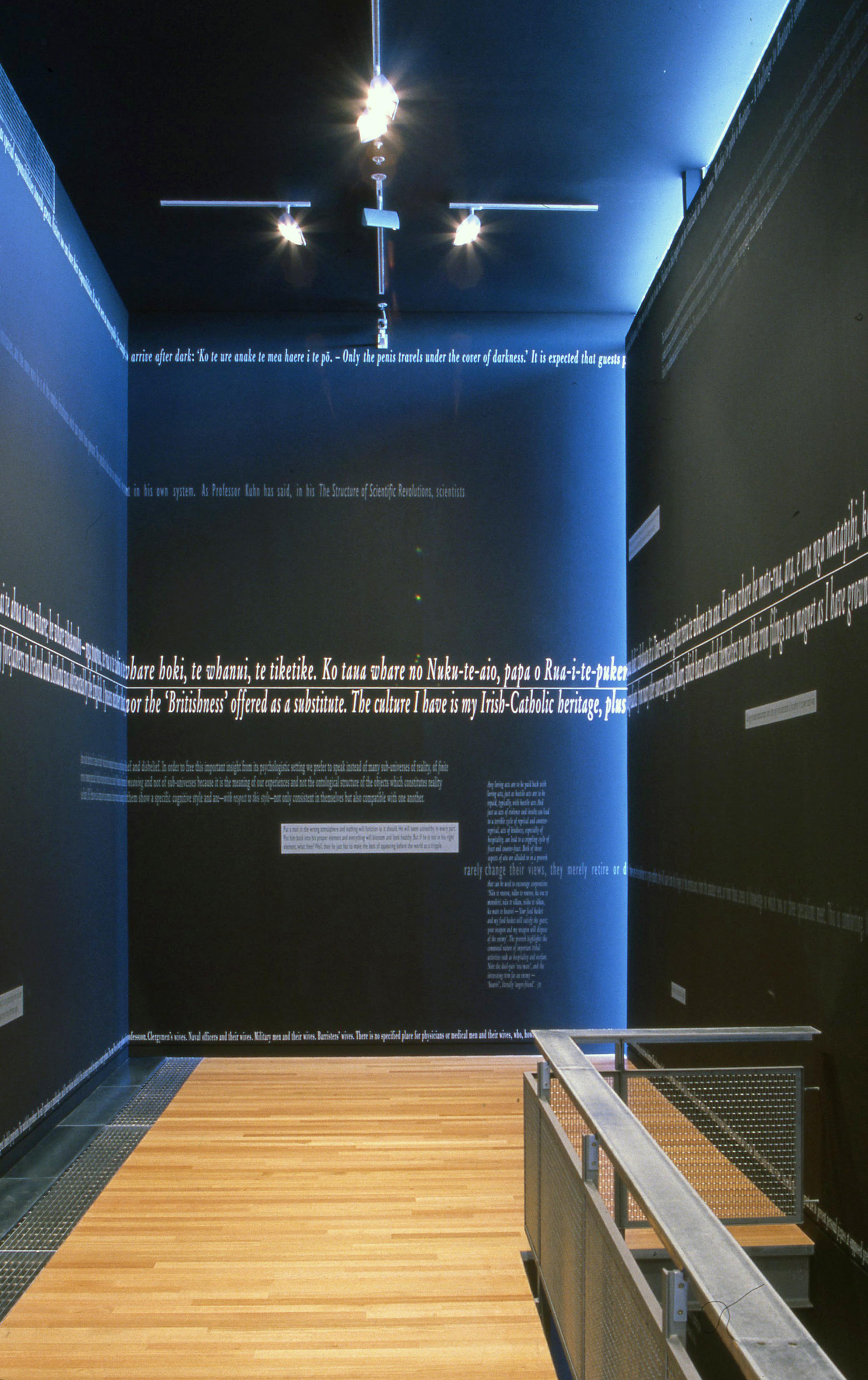 Installation view, Guests and Foreigners, Rules and Meaning (Te Kore), Adam Art Gallery Te Pātaka Toi, Victoria University of Wellington, 2000