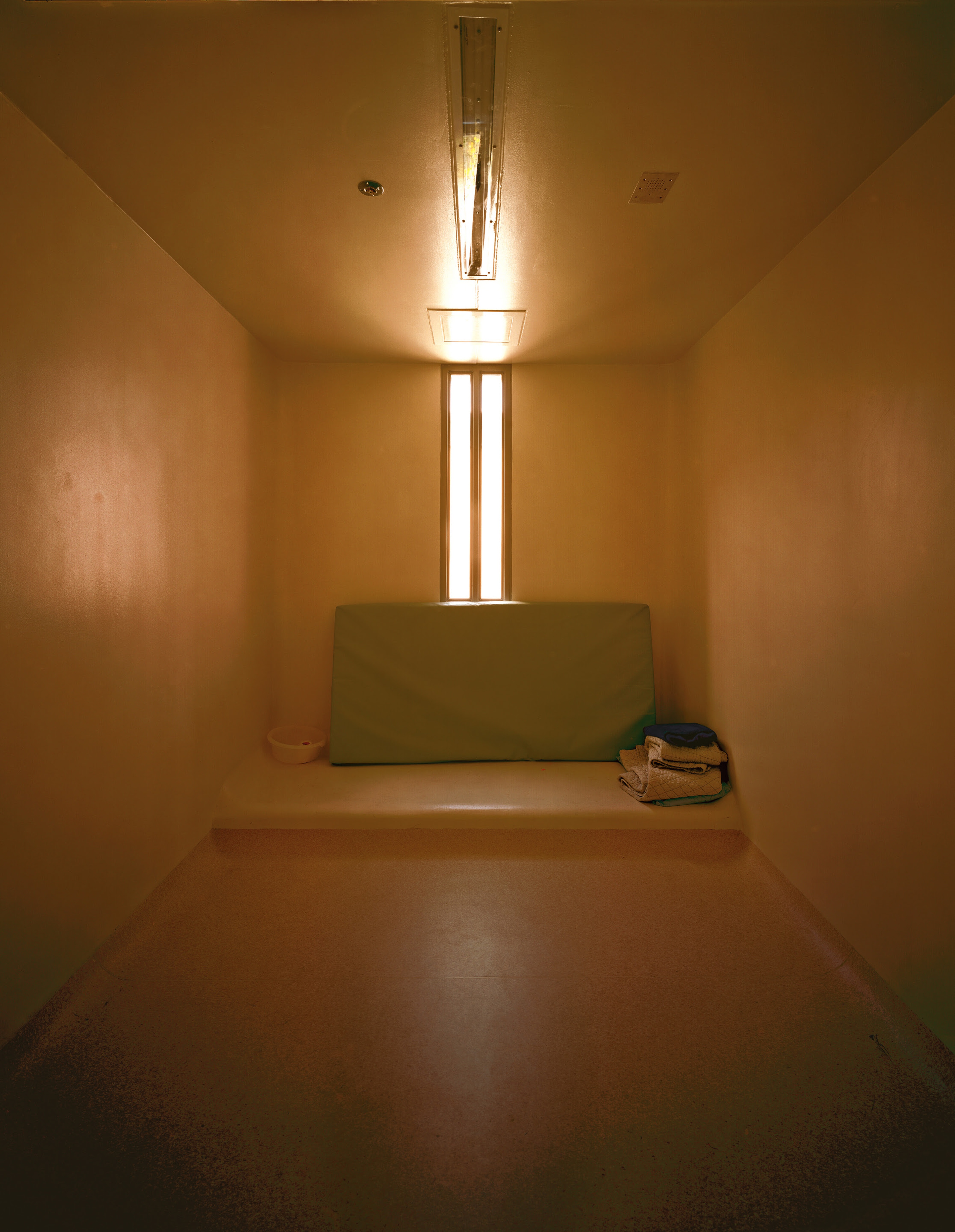 Jono Rotman, Observation Cell, Arohata Womens Prison 12.02.2003, Duratrans and lightbox, 1500 x 1200cm. Courtesy of the artist