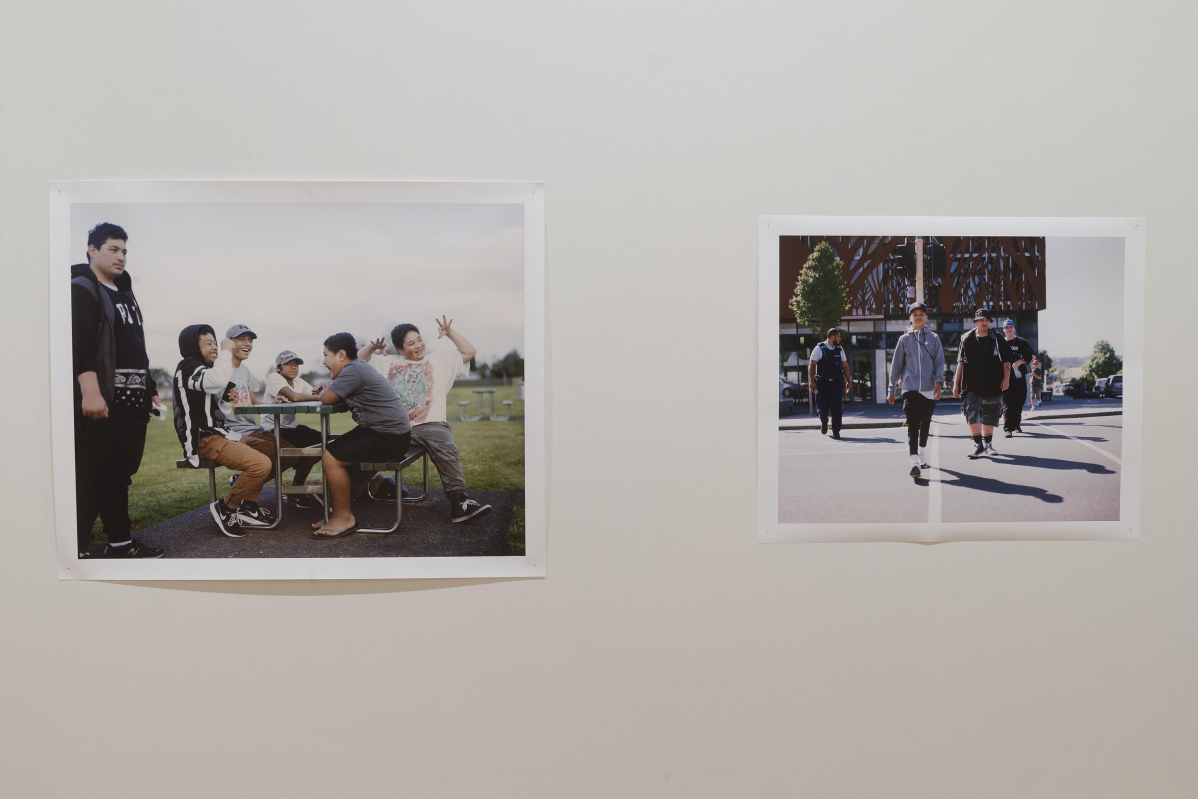 Edith Amituanai, from left: Picnic with Starling, 2016; Sio walks the line, 2015, pigment inkjet prints