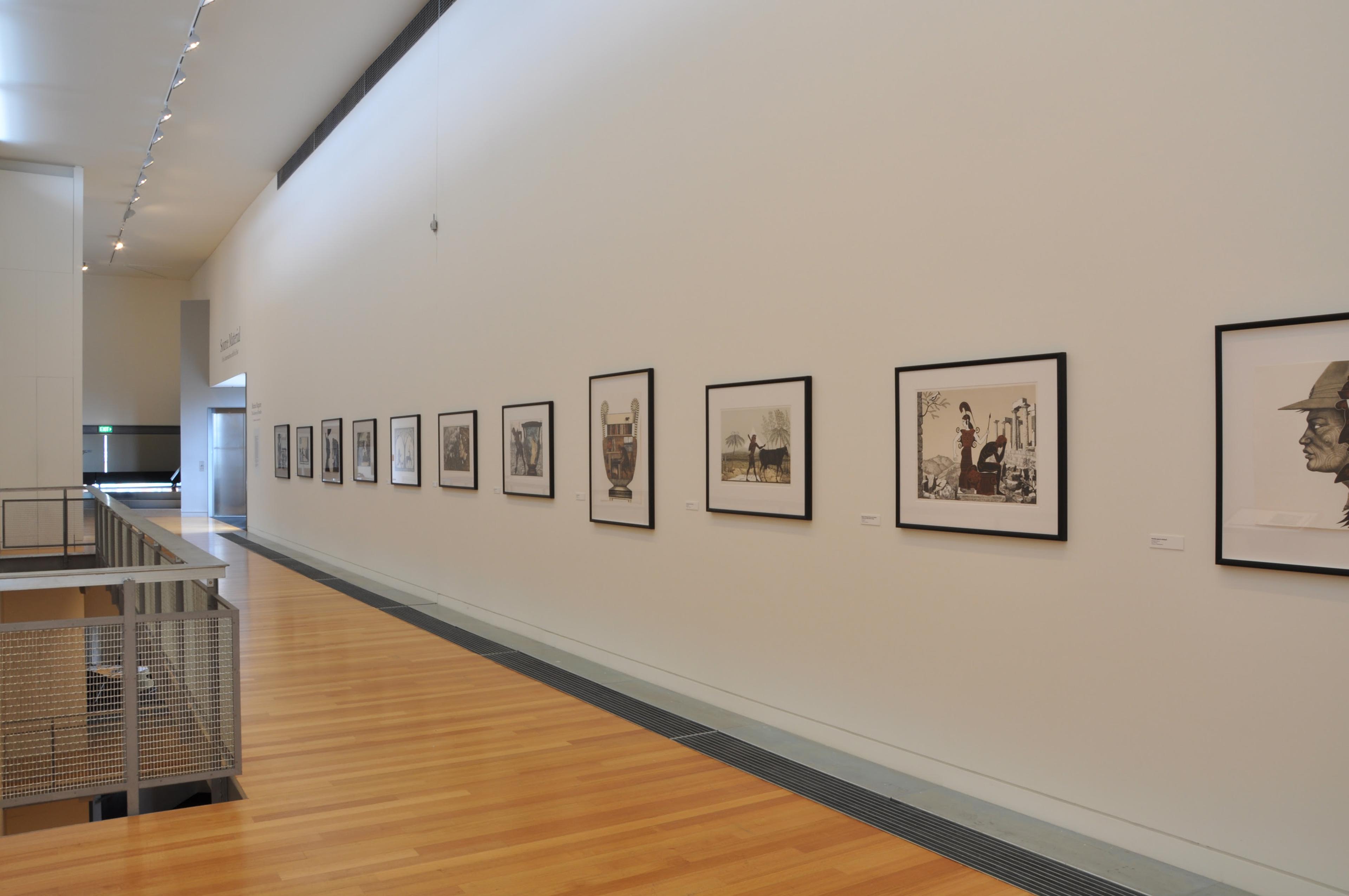 Installation view, Marian Maguire, The Labours of Herakles, in Source Material: Five Conversations with the Past, Adam Art Gallery Te Pātaka Toi, Victoria University of Wellington, 2009