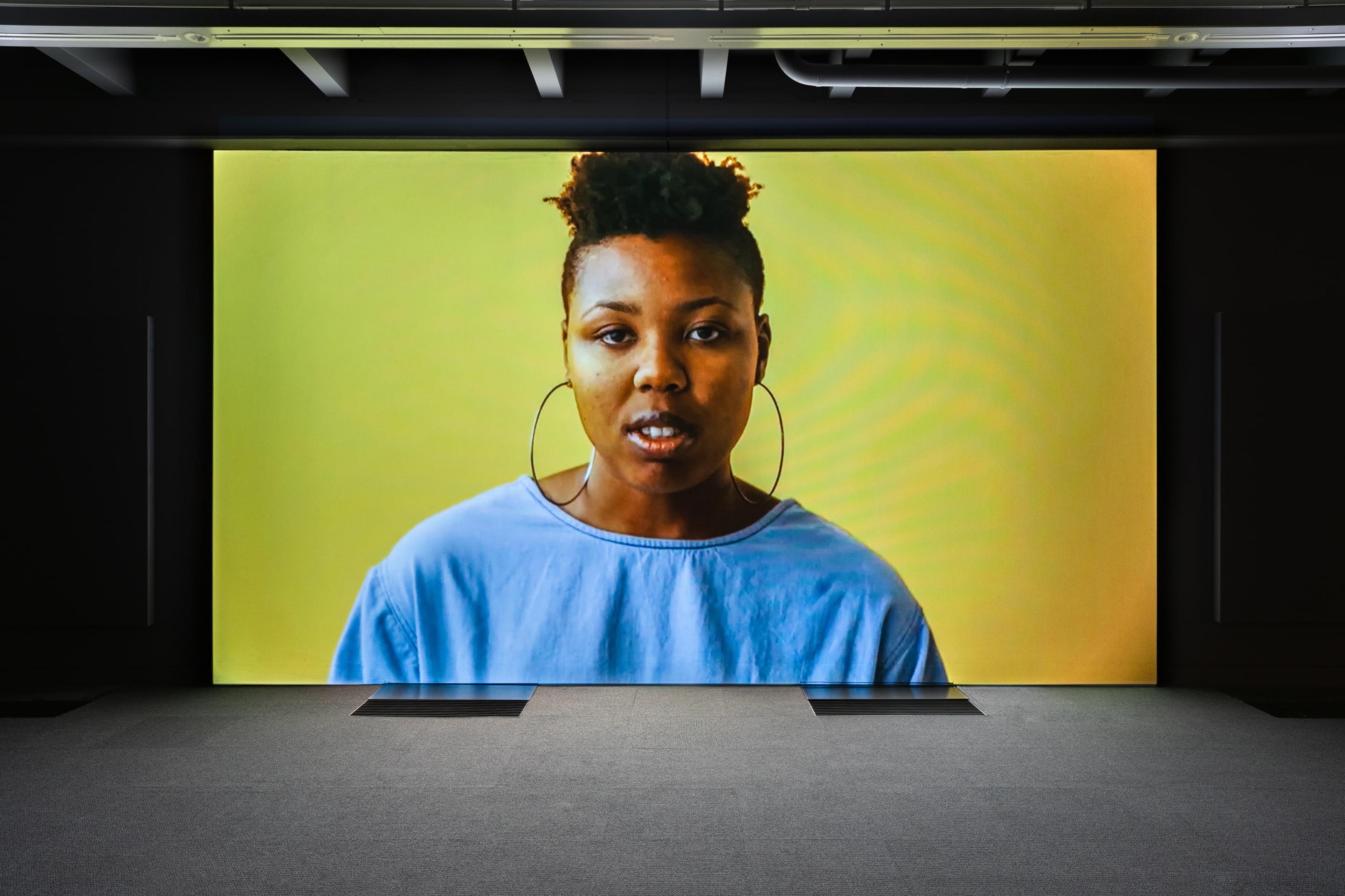 Arthur Jafa, Love is the Message, The Message is Death, 2016, digital video projection, 7:25 mins, colour/sound, courtesy of the artist and Gladstone Gallery. Installation view, Image Processors: Artists in the Medium – A Short History 1968–2020 , Te Pātaka Toi Adam Art Gallery, Victoria University of Wellington. Photo by Ted Whitaker.