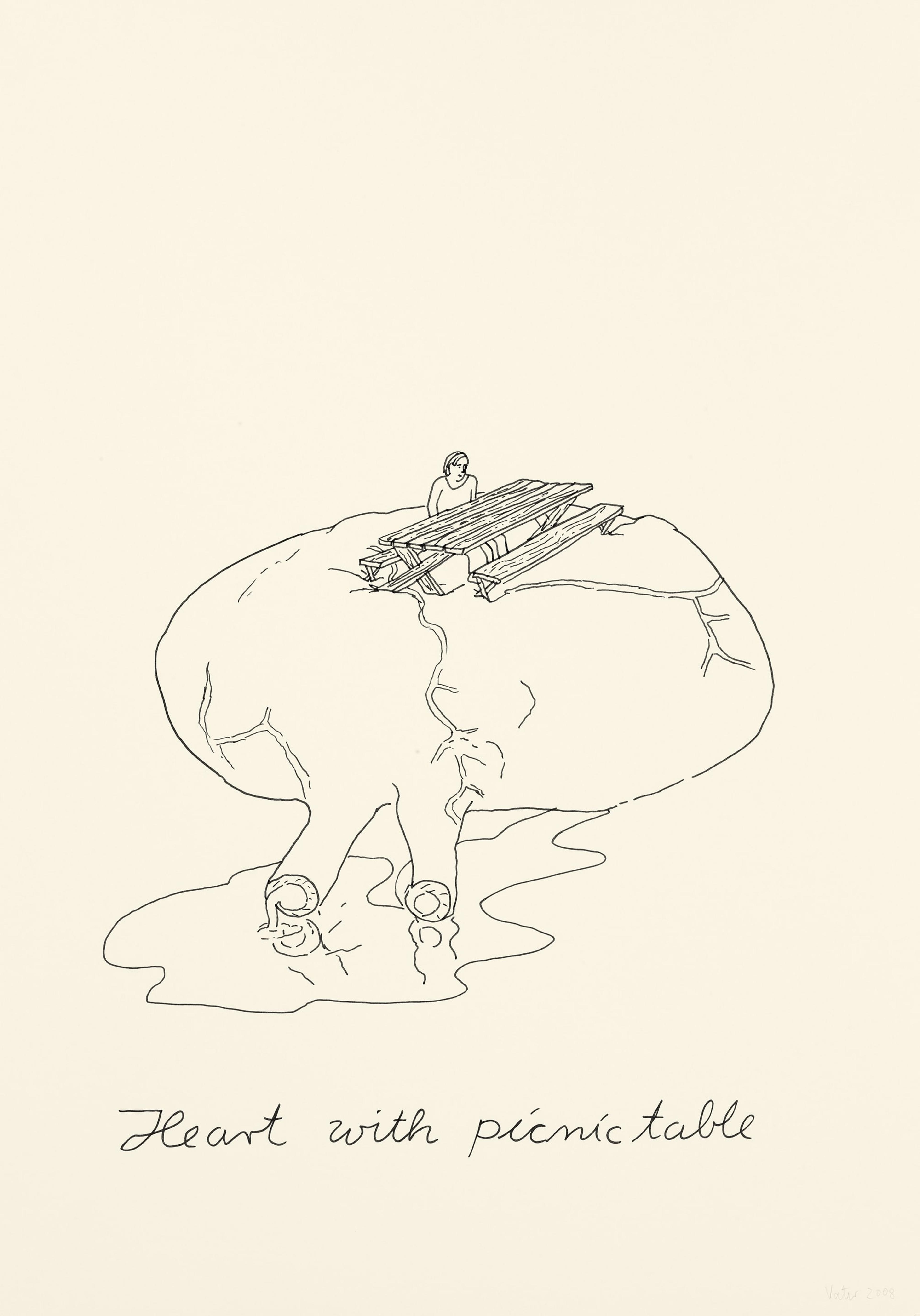 Markus Vater, Heart with Picnic Table, 2008, feltpen on paper, 594 x 420mm