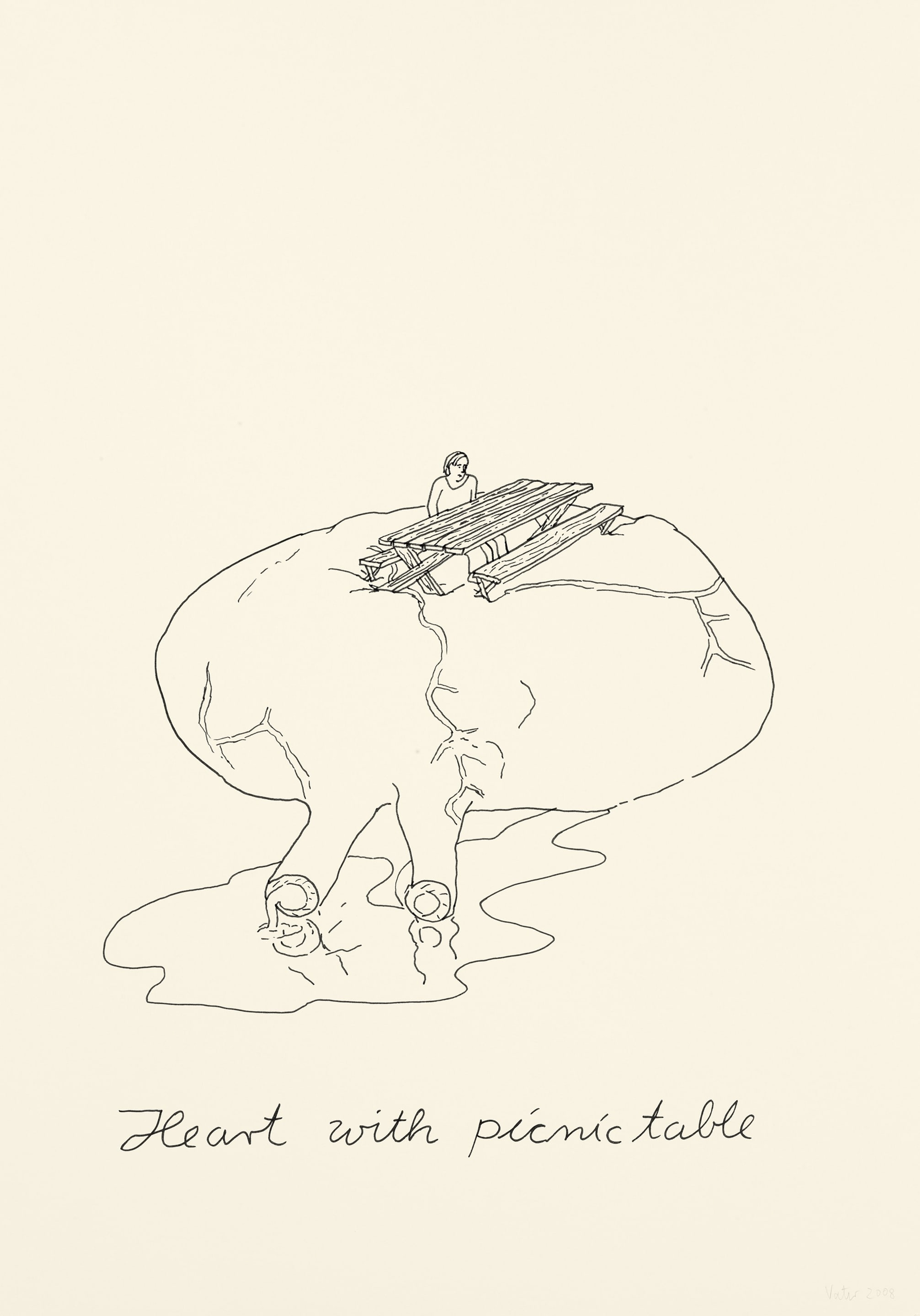 Markus Vater, Heart with Picnic Table, 2008, feltpen on paper, 594 x 420mm