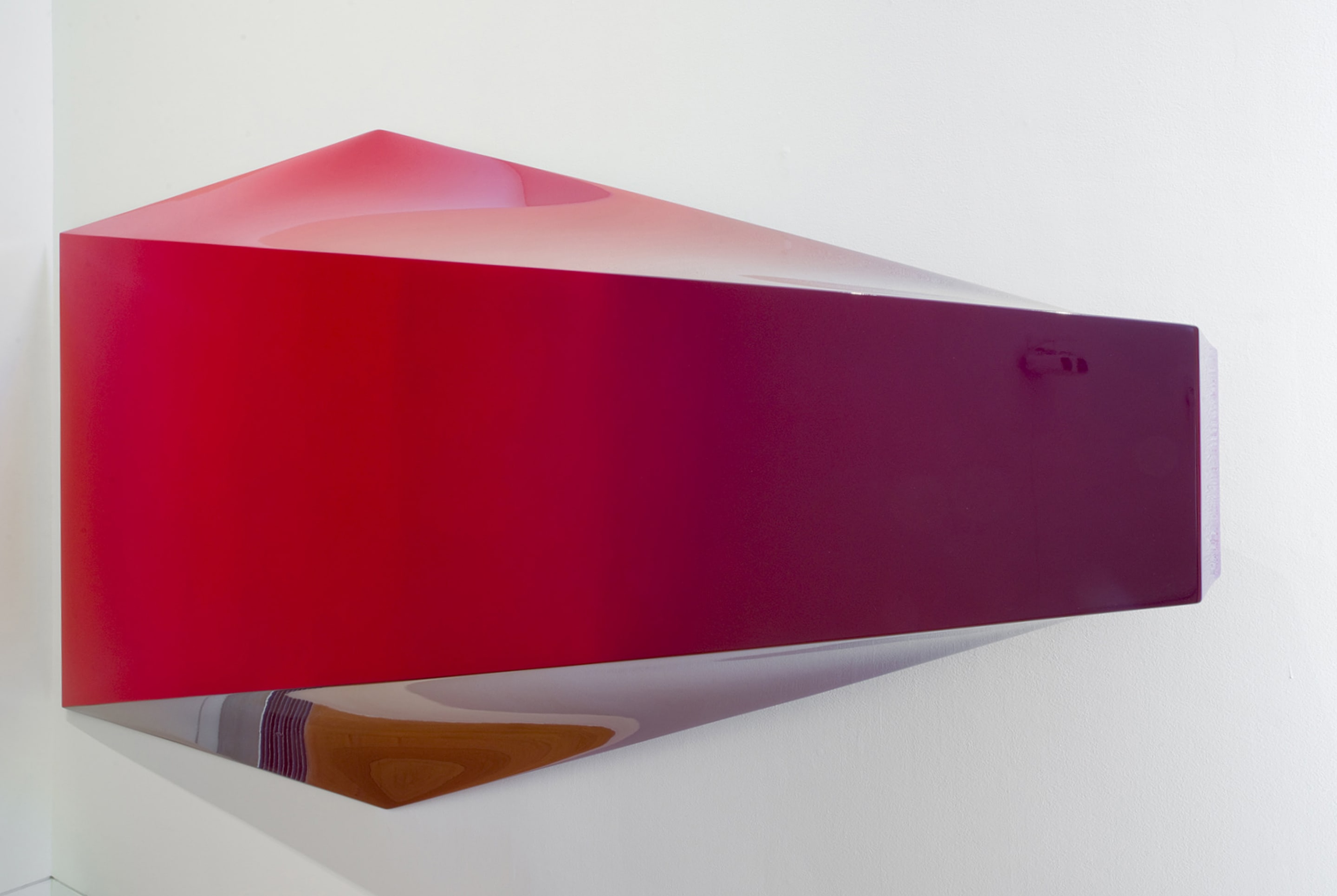 Sarah Munro, Surface Detail – Gloss Red, 2012, automotive paint over custom made fibreglass support. Courtesy of Page Blackie Gallery, Wellington, on view in Acting Out at Adam Art Gallery Te Pātaka Toi, photo: Shaun Matthews