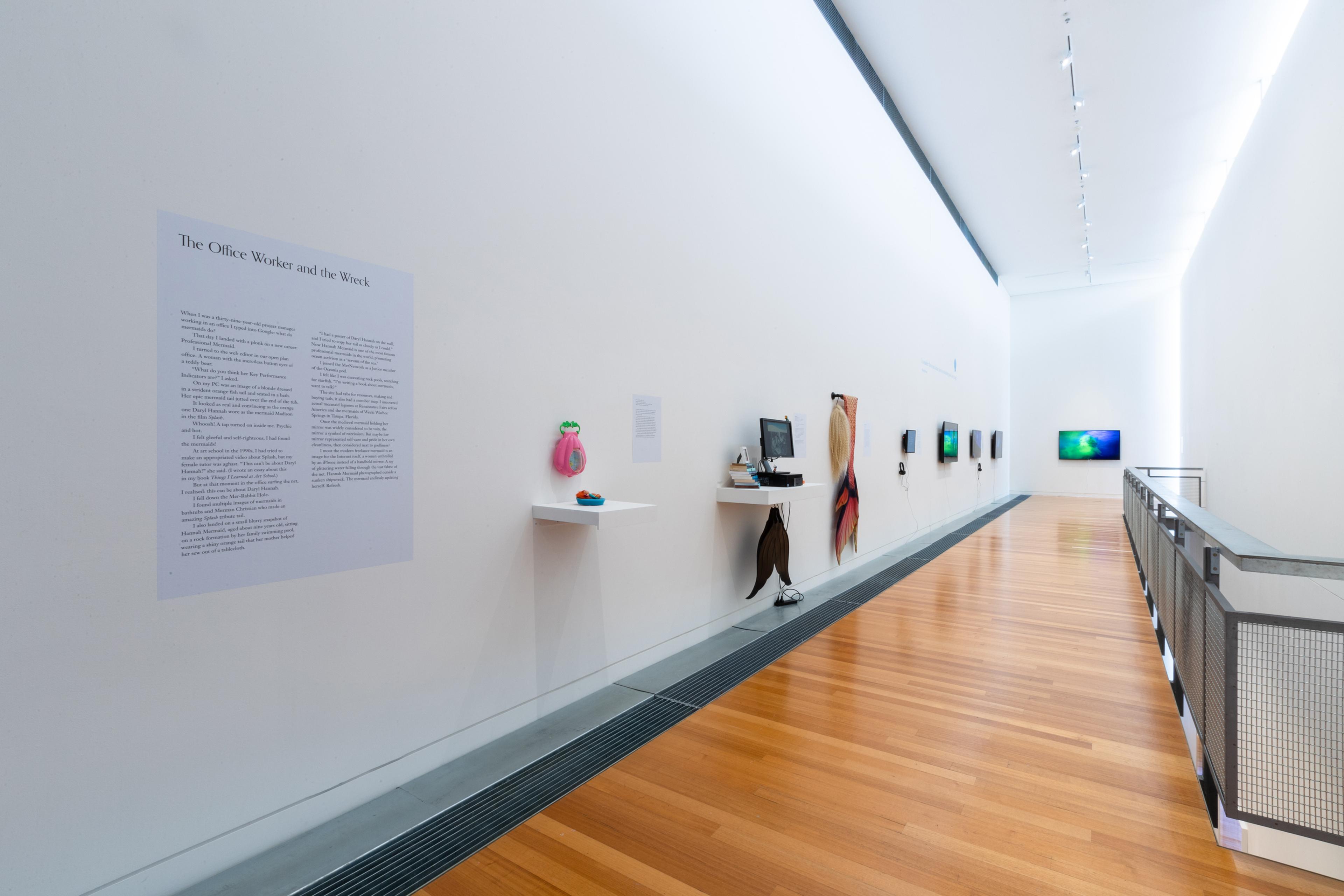 Installation view, Megan Dunn: The Mermaid Chronicles, Te Pātaka Toi Adam Art Gallery, Te Herenga Waka Victoria University of Wellington, 2022. Photo: Ted Whitaker