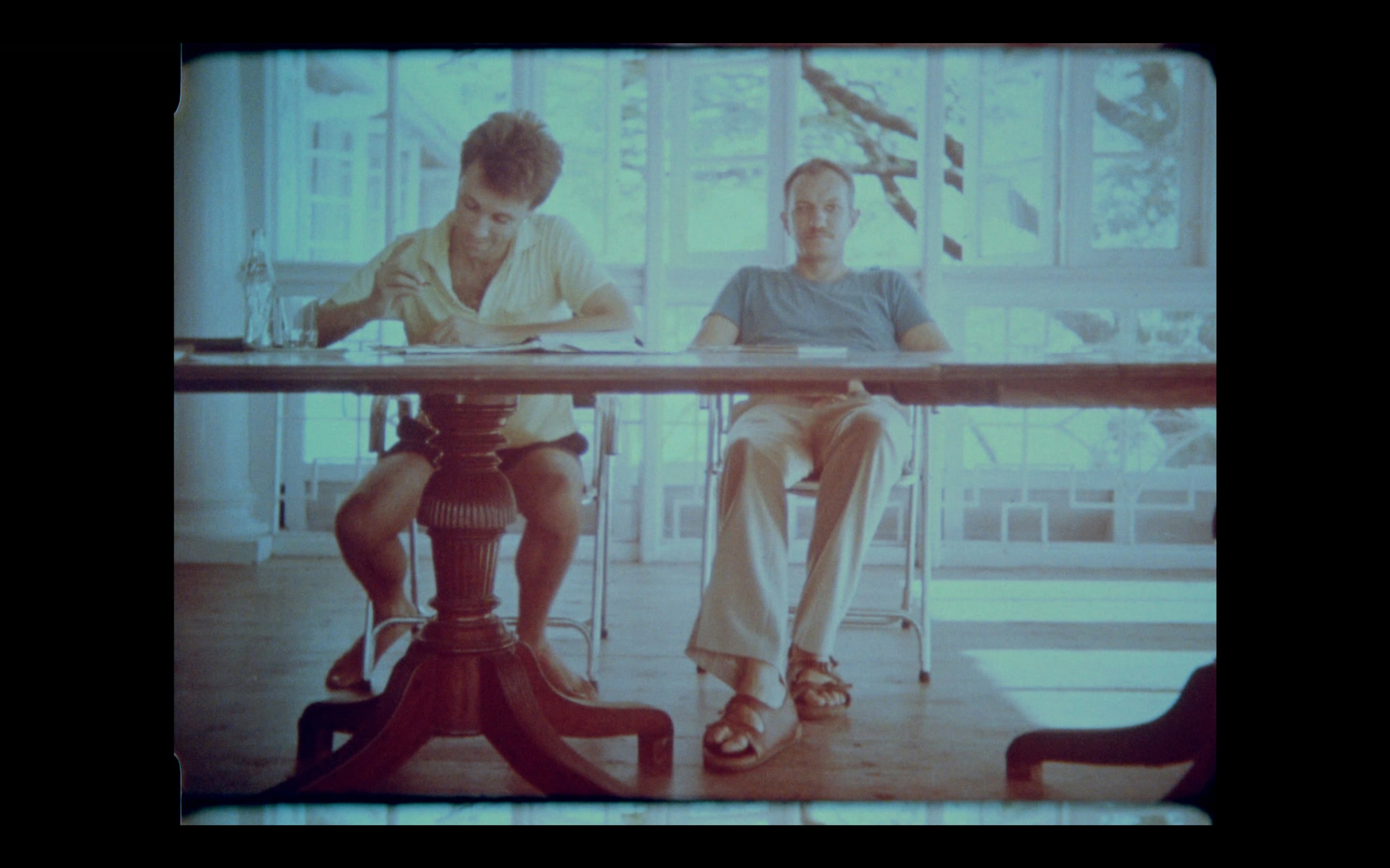 Luke Fowler, Electro-Pythagoras (A Portrait of Martin Bartlett) (video still), 2017, 16mm film transferred to HD video, 45 Minutes, colour, stereo, 4:3. Courtesy of the artist, The Modern Institute, Glasgow and Gisela Capitain Gallery, Cologne. Installation view, Passages: Luke Fowler, Florian Hecker, Susan Philipsz, curated by Stephen Cleland, Adam Art Gallery Te Pātaka Toi, Victoria University of Wellington, 2019. Photo: Shaun Waugh.