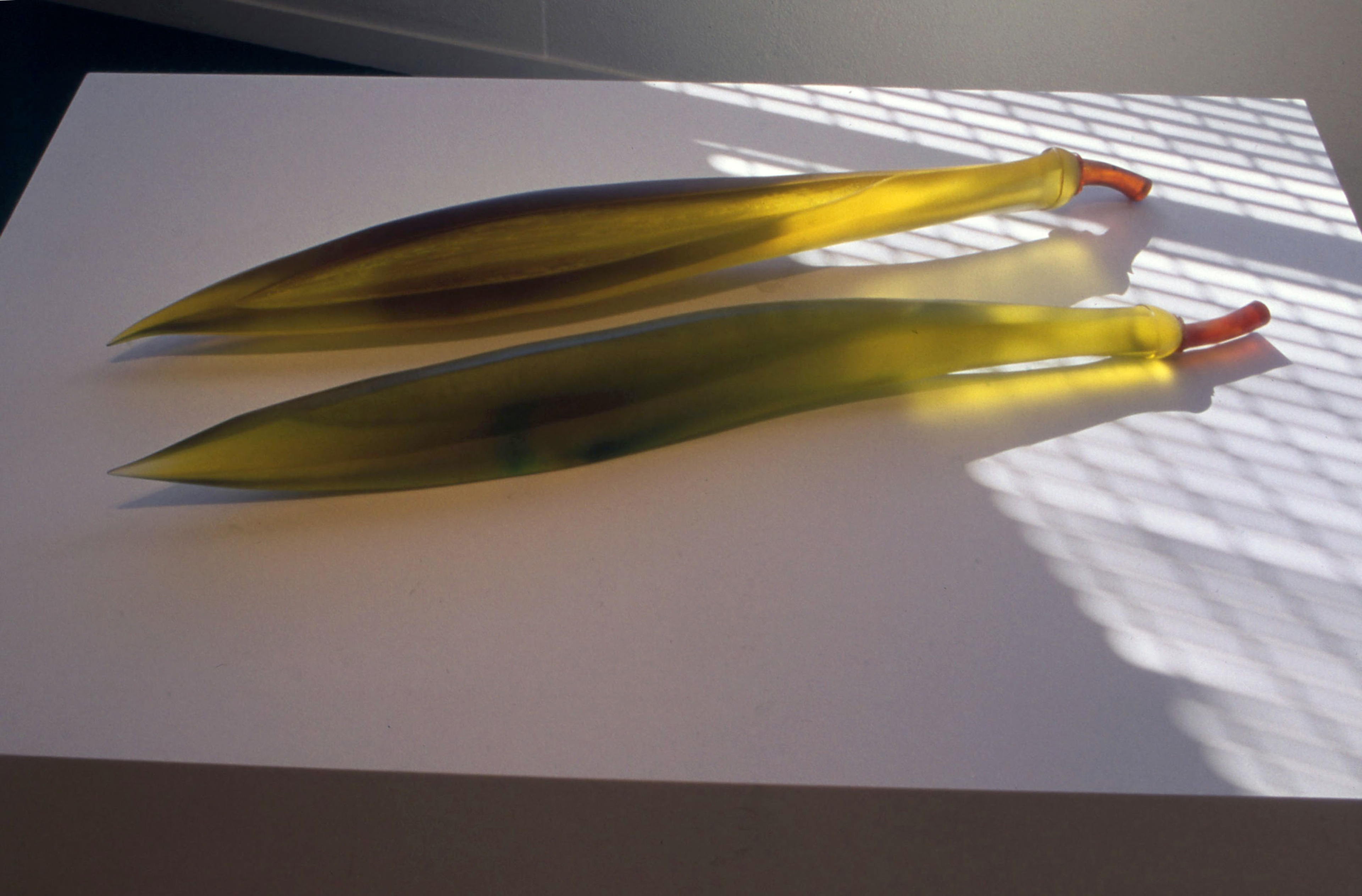 Anne Robinson, Flax Pods, 2000, 45% lead crystal. Installation view, Botanica, Adam Art Gallery Te Pātaka Toi, Victoria University of Wellington, 2001
