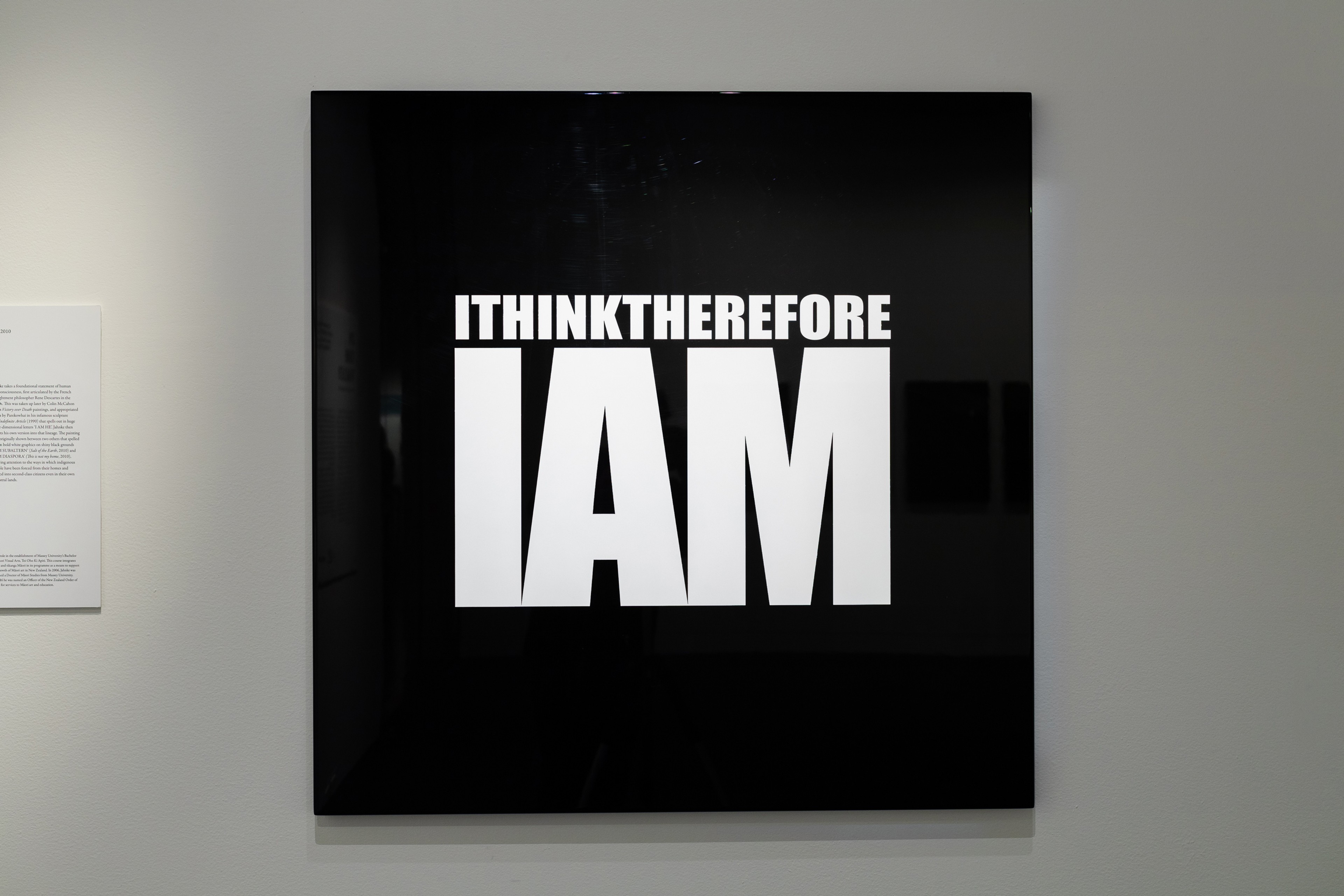 Robert Jahnke, Cogito Ergo Sum (ITHINKTHEREFORE IAM), 2010, lacquer on stainless steel, artwork