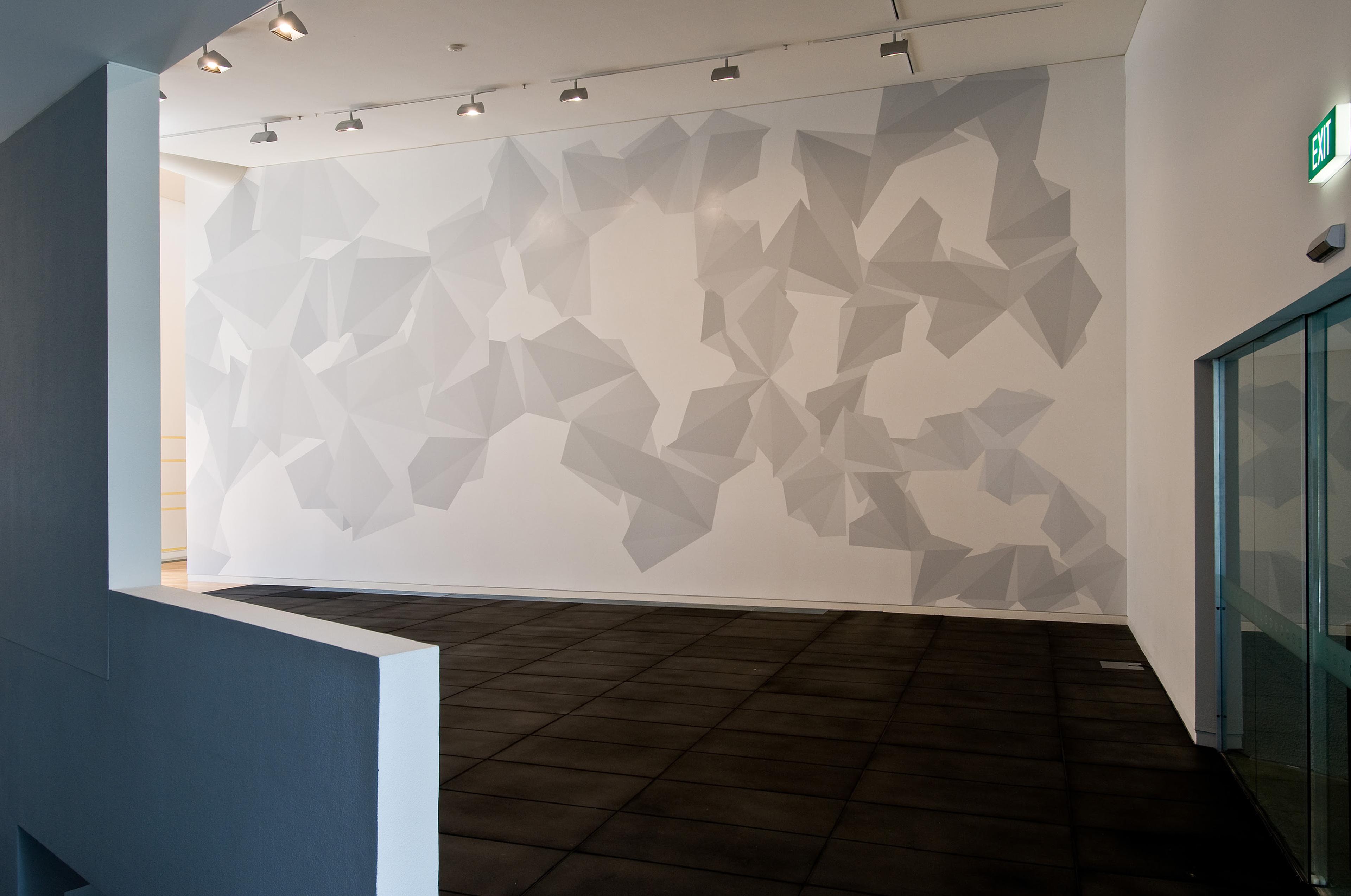 Jeena Shin, Fractus, Congreve Foyer, 2009. Installation view, Wall Works, Adam Art Gallery Te Pātaka Toi, Victoria University of Wellington. Photo: Robert Cross