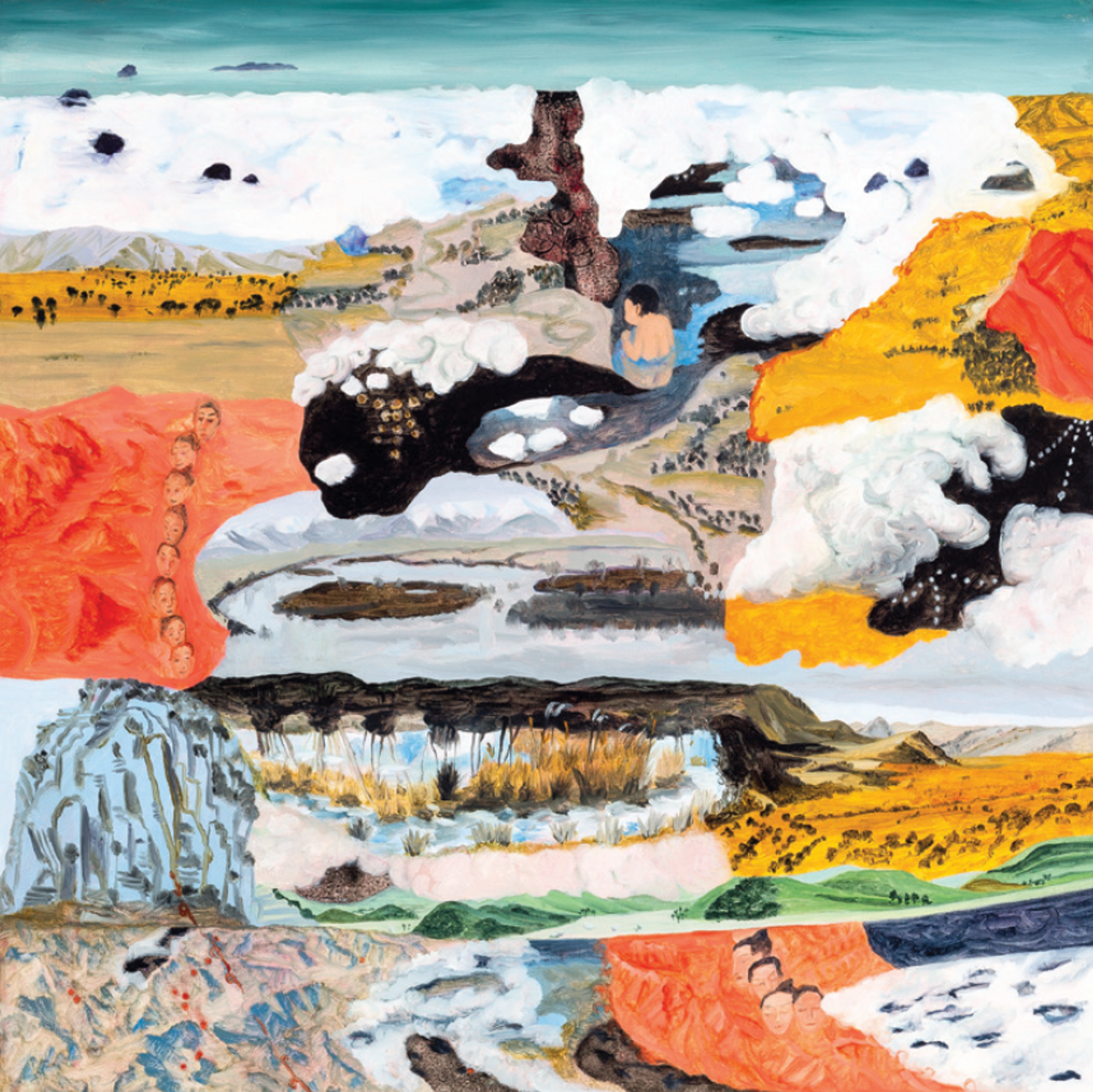 Barbara Tuck, Dipping Mortal, 2014, oil on board, 700 × 700 mm, Collection Massey University College of Creative Arts Toi Rauwhārangi, Wellington