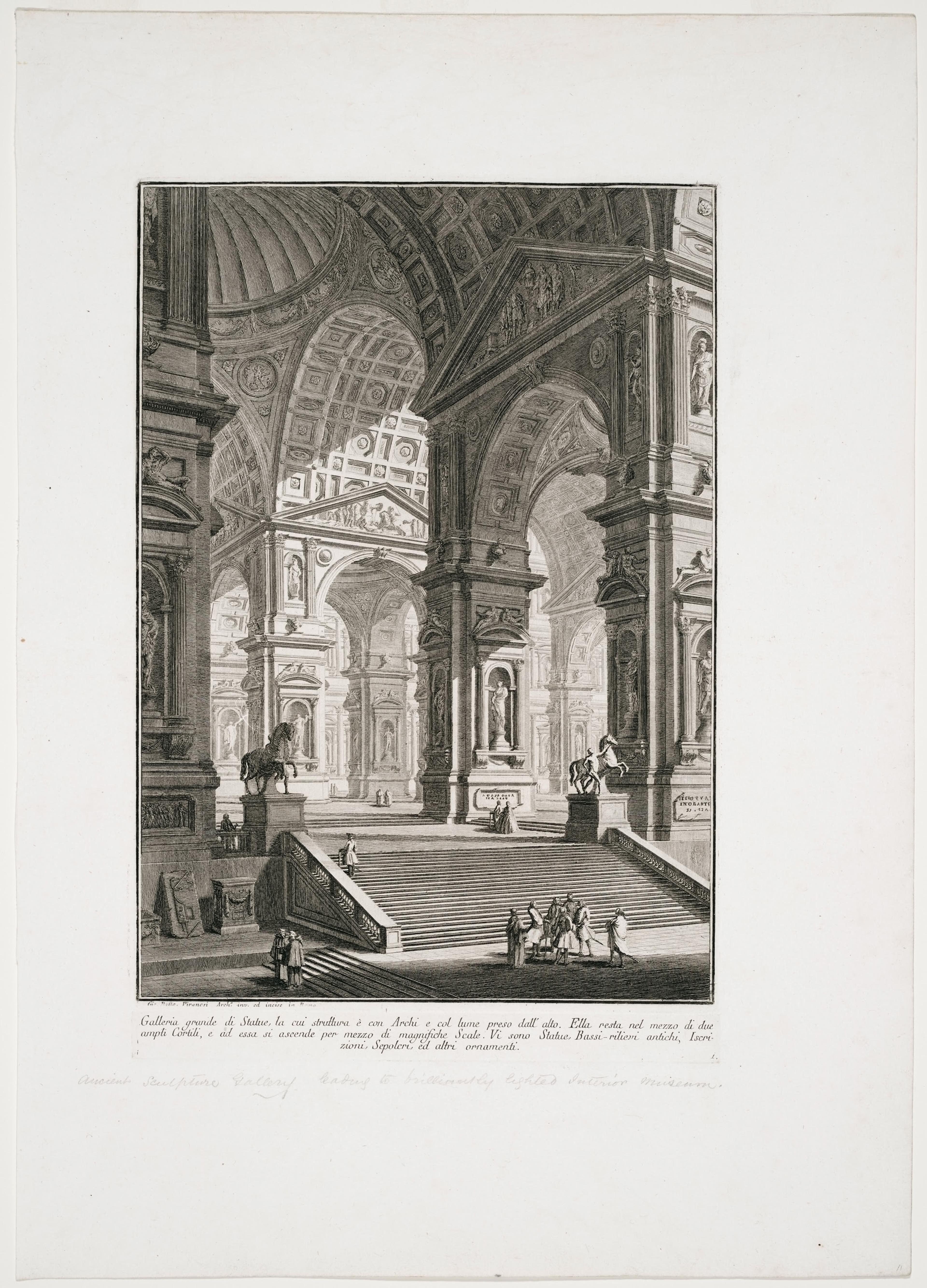 G.B Piranesi, Galleria grande di statue, c. 1750, etching, 377 x 252mm (Alexander Turnbull Library, reference C-091-057)