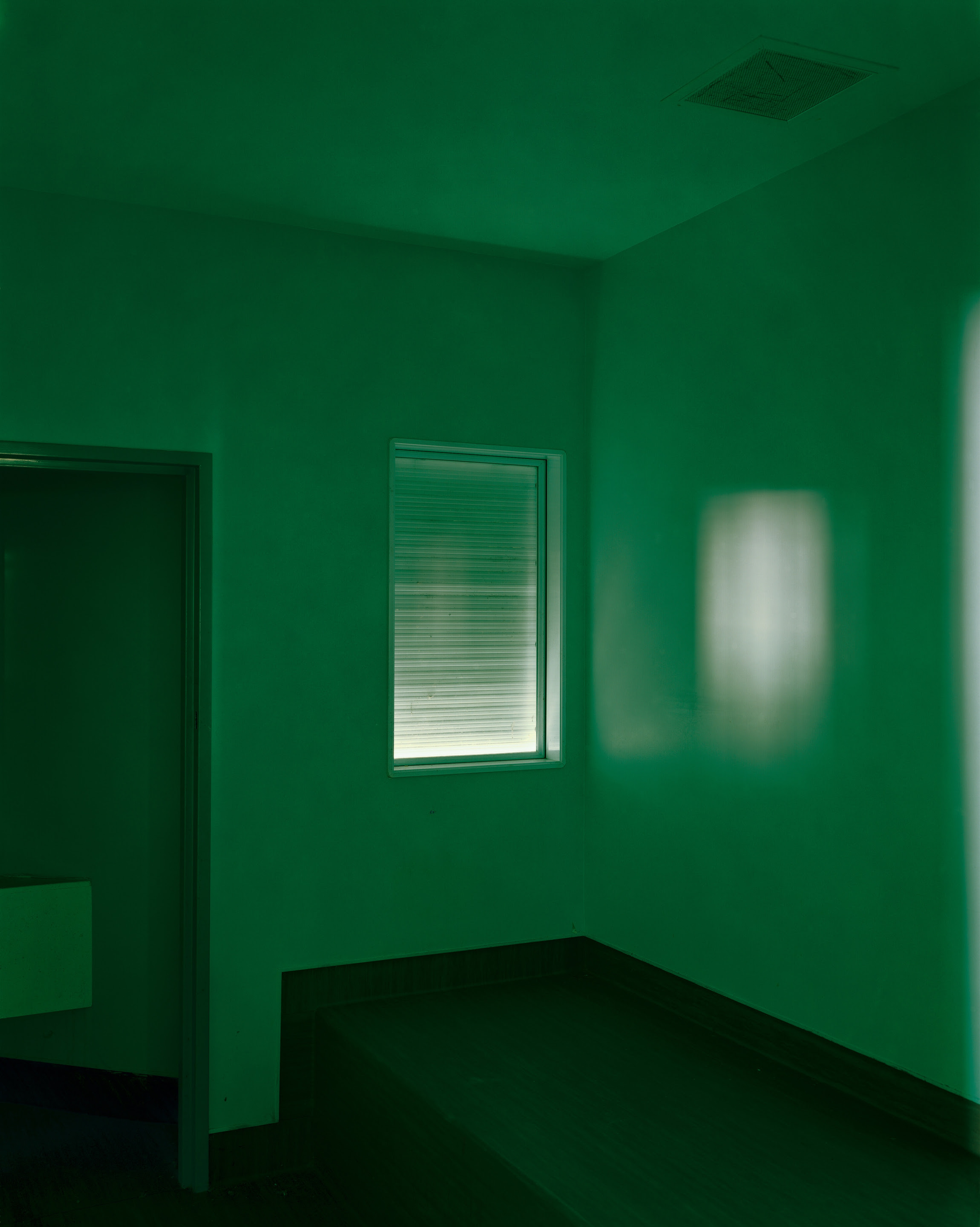 Jono Rotman, Observation Cell, New Plymouth Prison 13.12.2003, Duratrans and lightbox, 1500 x 1200cm. Courtesy of the artist
