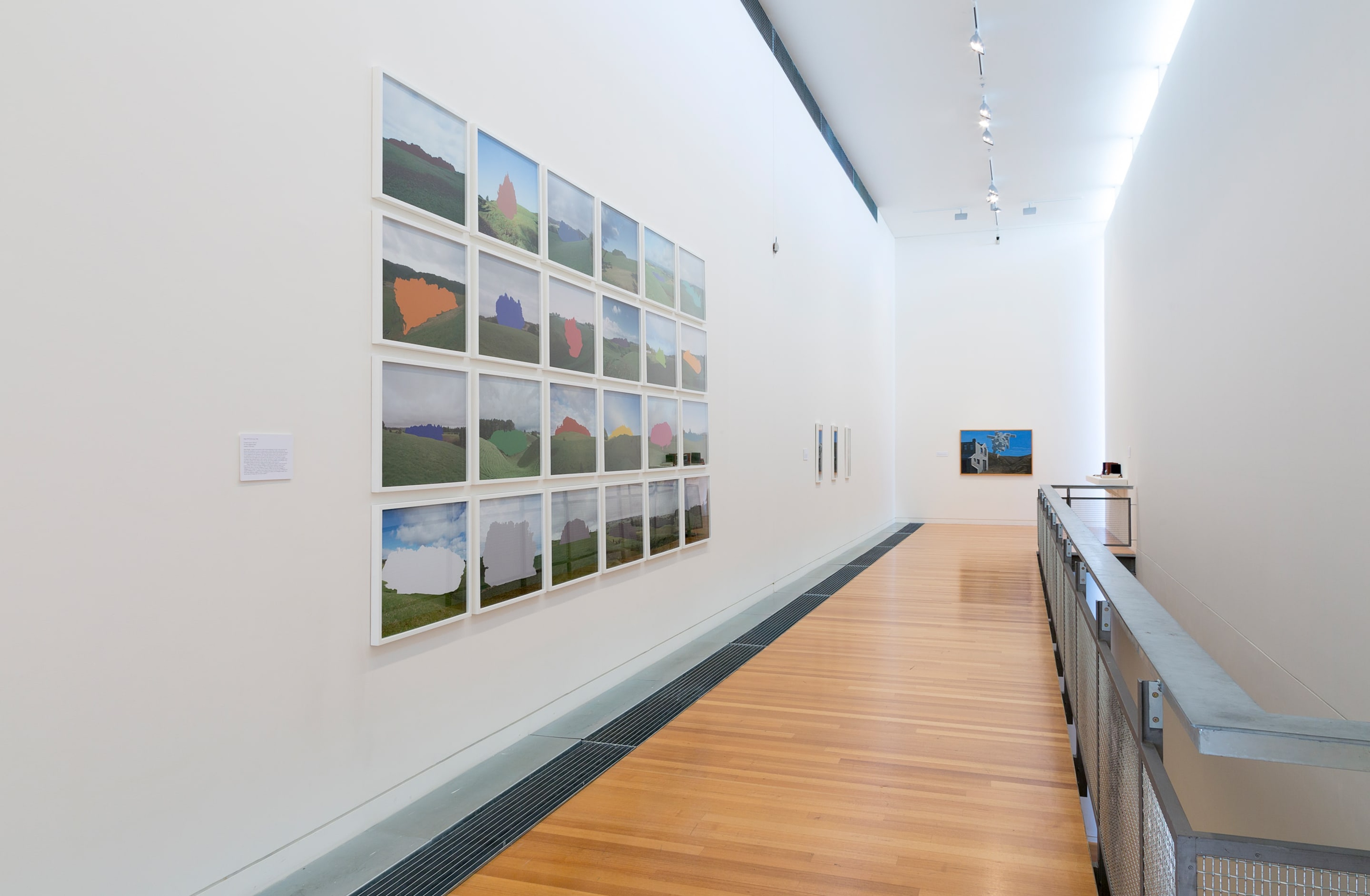 Installation view of the exhibition Then and Now, Here and Nowhere: Gavin Hipkins, Peter Trevelyan, Shaun Waugh, Kate Woods, and Brent Wong in The More You Know: The Victoria University Art Collection in Context at the Adam Art Gallery Te Pātaka Toi, Victoria University of Wellington (photo: Shaun Waugh)