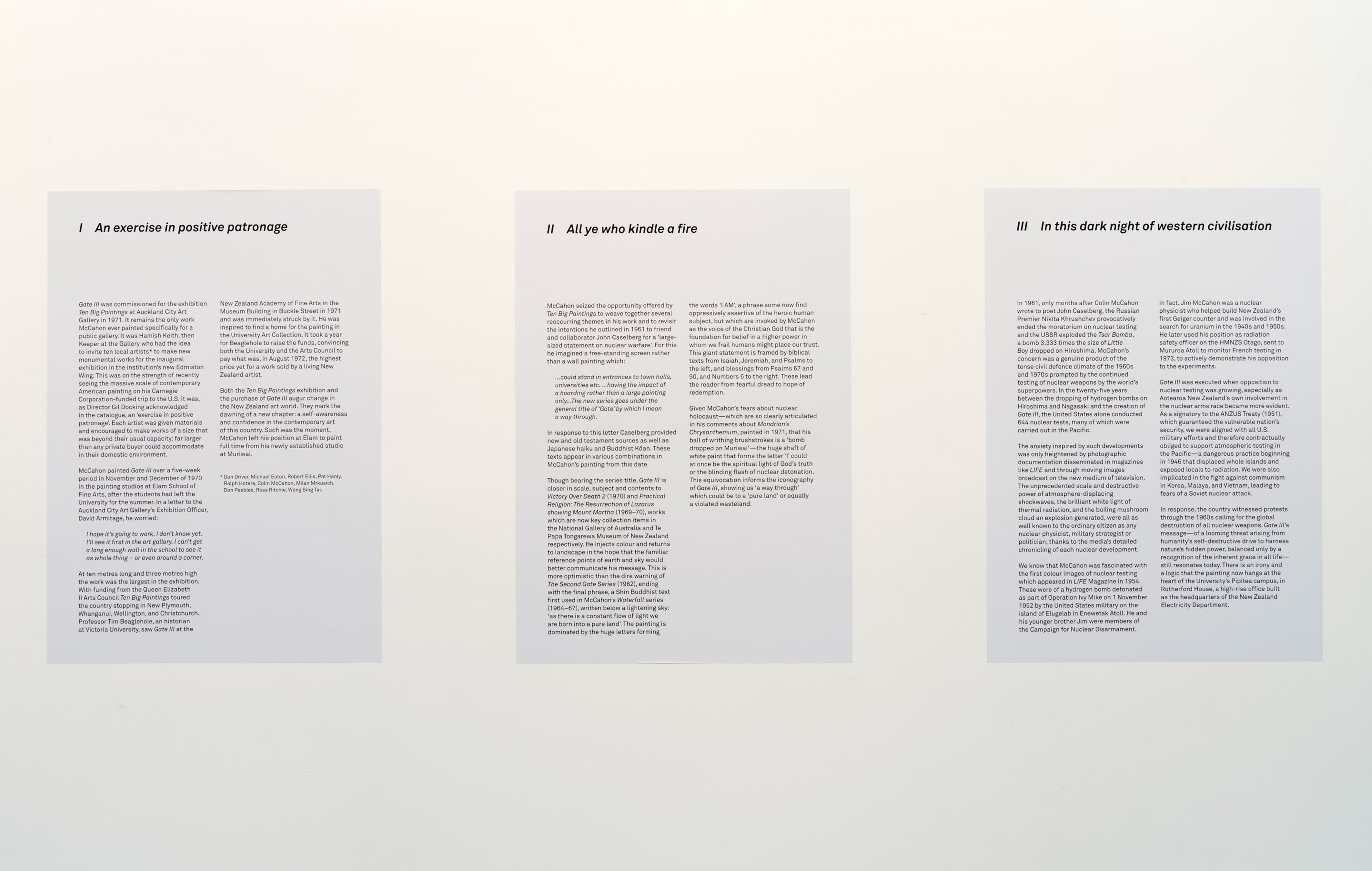 Installation view, ‘A way through’ – Colin McCahon’s Gate III, CoCA Centre of Contemporary Art Toi Moroki, Christchurch, 28 August – 8 November 2020