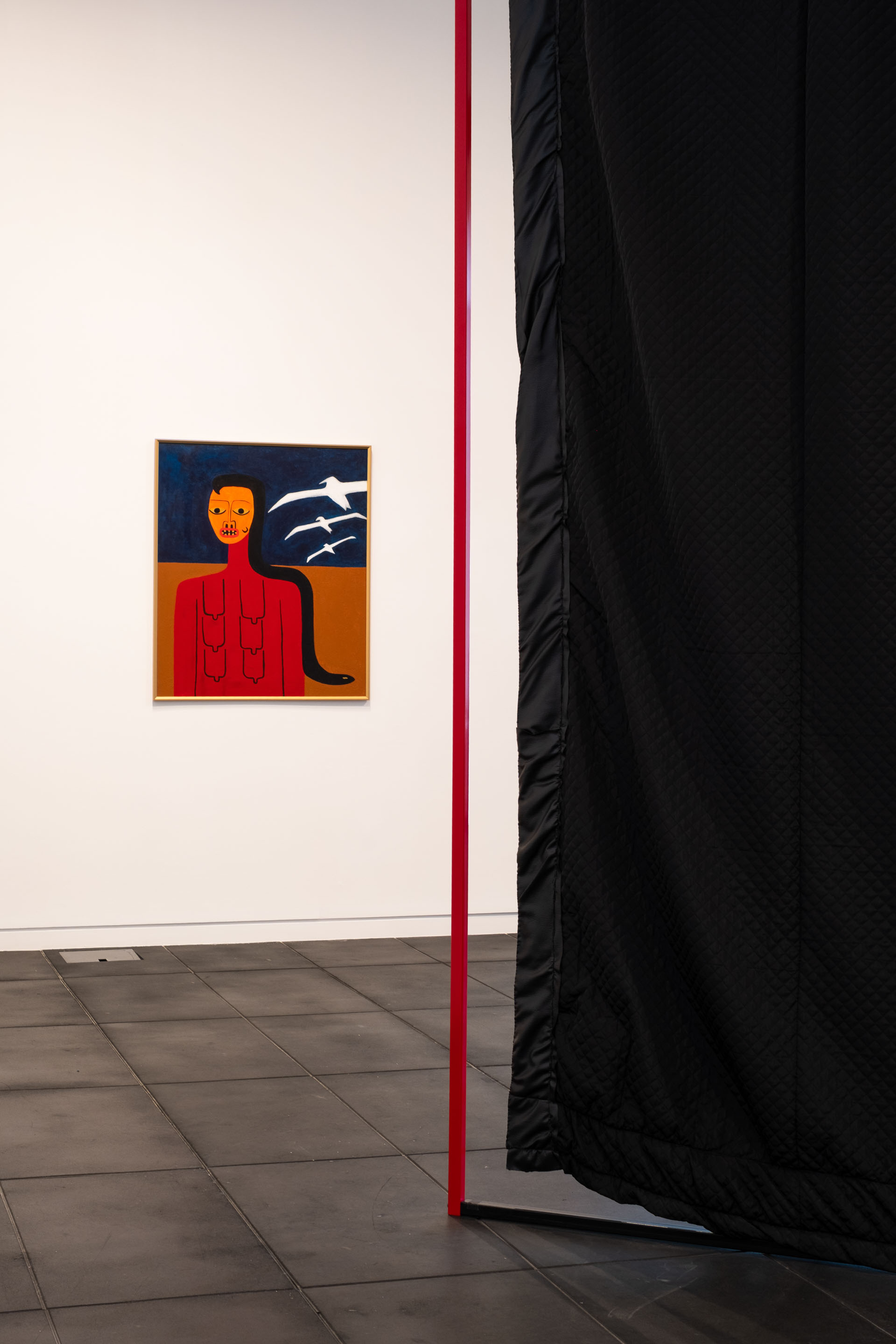Melanie Tangaere Baldwin, Matakite, 2023, acrylic on board,1070 x 920mm. Installation view Whai Wāhi, Te Pātaka Toi Adam Art Gallery, 2025. Photo: Ted Whitaker. 