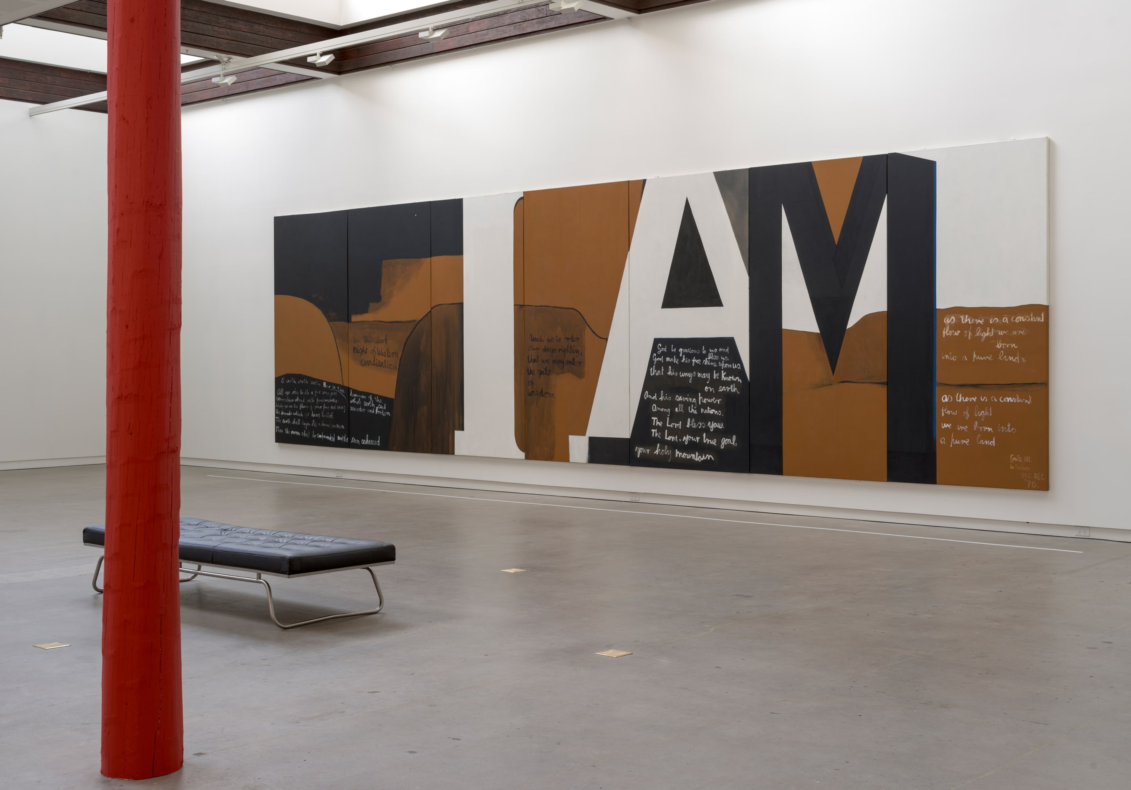 Colin McCahon, Gate III, 1970, acrylic on canvas, Victoria University of Wellington Art Collection, purchased with the assistance of Queen Elizabeth II Arts Council, 1972. Installation view, ‘A way through’ – Colin McCahon’s Gate III, CoCA Centre of Contemporary Art Toi Moroki, Christchurch, 28 August – 8 November 2020