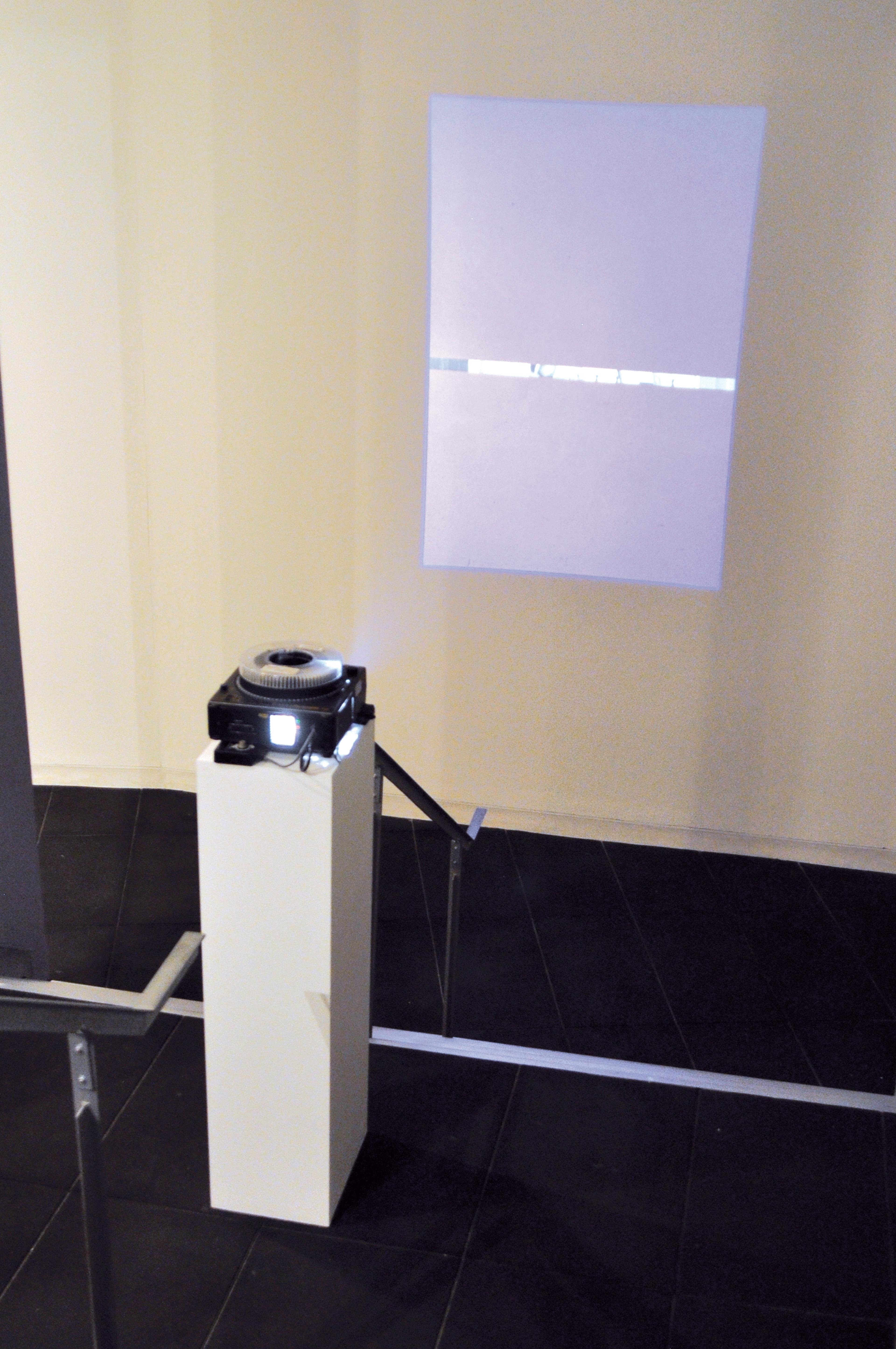 Installation view of Anthony McCall: Drawing With Light, Te Pātaka Toi Adam Art Gallery, Te Herenga Waka–Victoria University Wellington, 2010